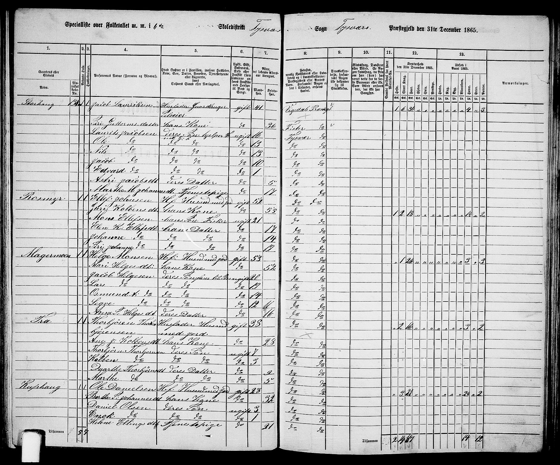 RA, Folketelling 1865 for 1146P Tysvær prestegjeld, 1865, s. 77