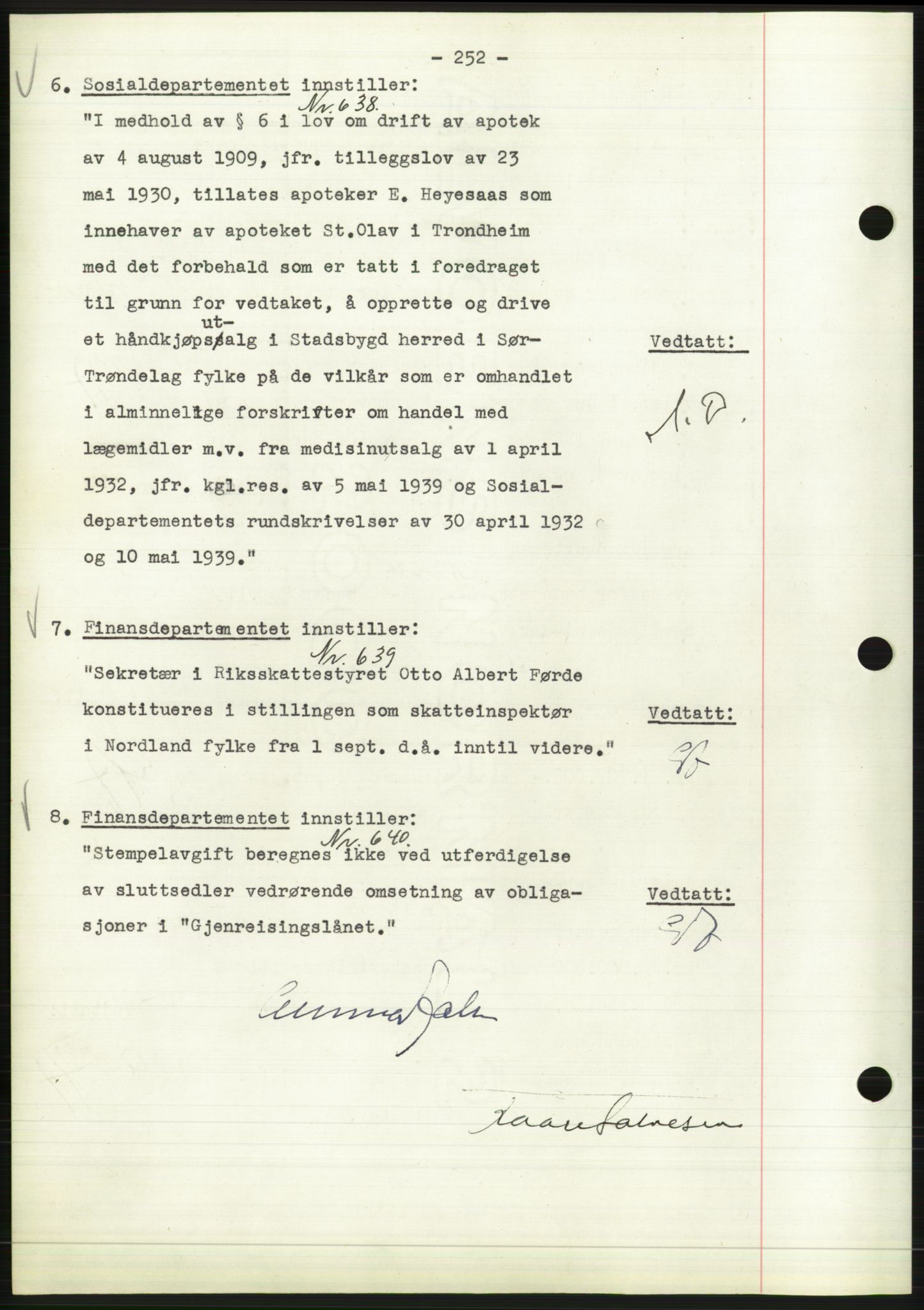 Administrasjonsrådet, AV/RA-S-1004/A/L0002: Vedtaksprotokoll 16/4-25/9, 1940, s. 256