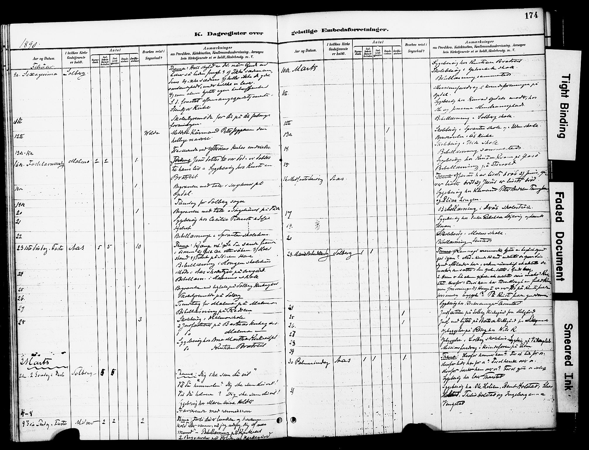 Ministerialprotokoller, klokkerbøker og fødselsregistre - Nord-Trøndelag, SAT/A-1458/741/L0396: Ministerialbok nr. 741A10, 1889-1901, s. 174