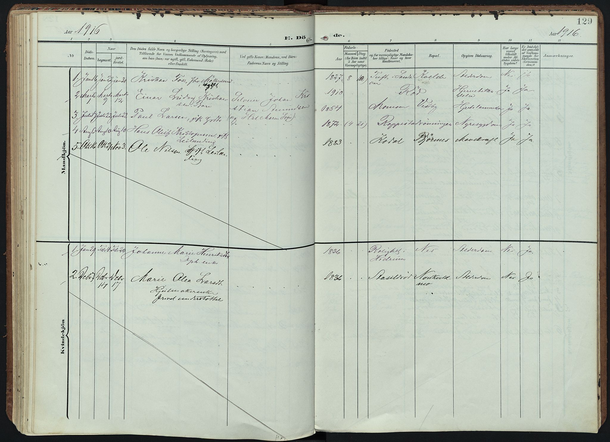 Hedrum kirkebøker, AV/SAKO-A-344/F/Fb/L0002: Ministerialbok nr. II 2, 1906-1924, s. 129