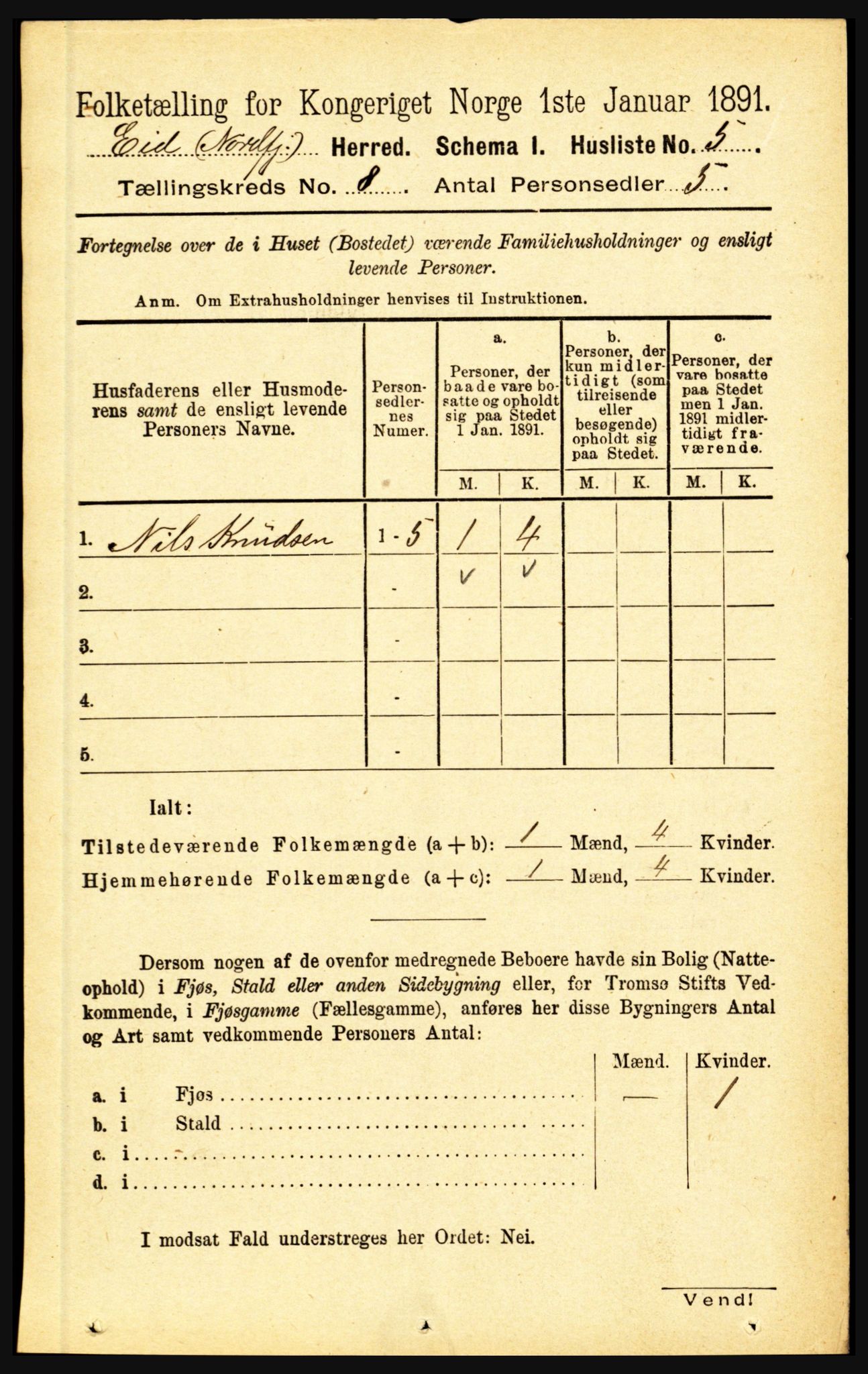 RA, Folketelling 1891 for 1443 Eid herred, 1891, s. 1953