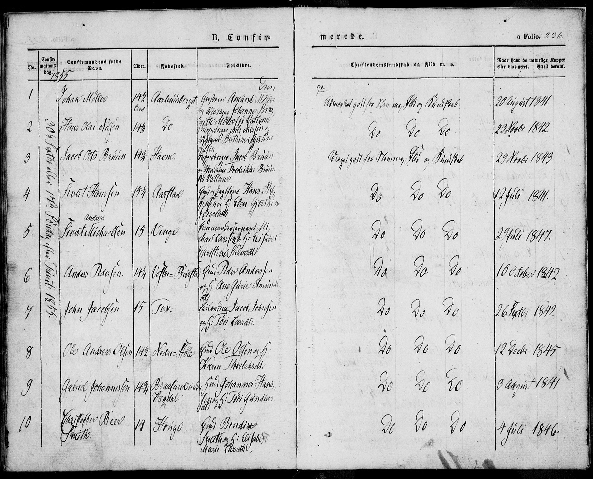 Sokndal sokneprestkontor, SAST/A-101808: Ministerialbok nr. A 8.1, 1842-1857, s. 236