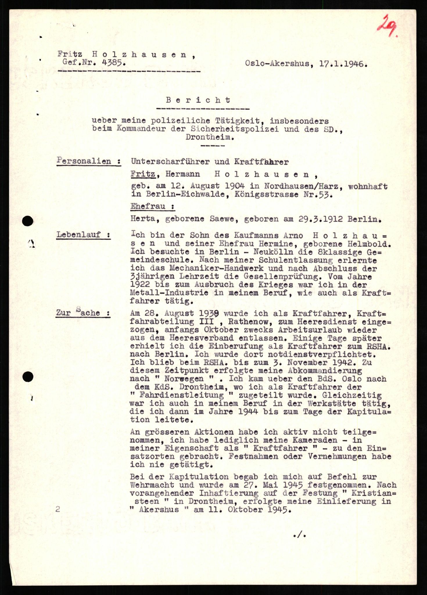 Forsvaret, Forsvarets overkommando II, AV/RA-RAFA-3915/D/Db/L0013: CI Questionaires. Tyske okkupasjonsstyrker i Norge. Tyskere., 1945-1946, s. 451