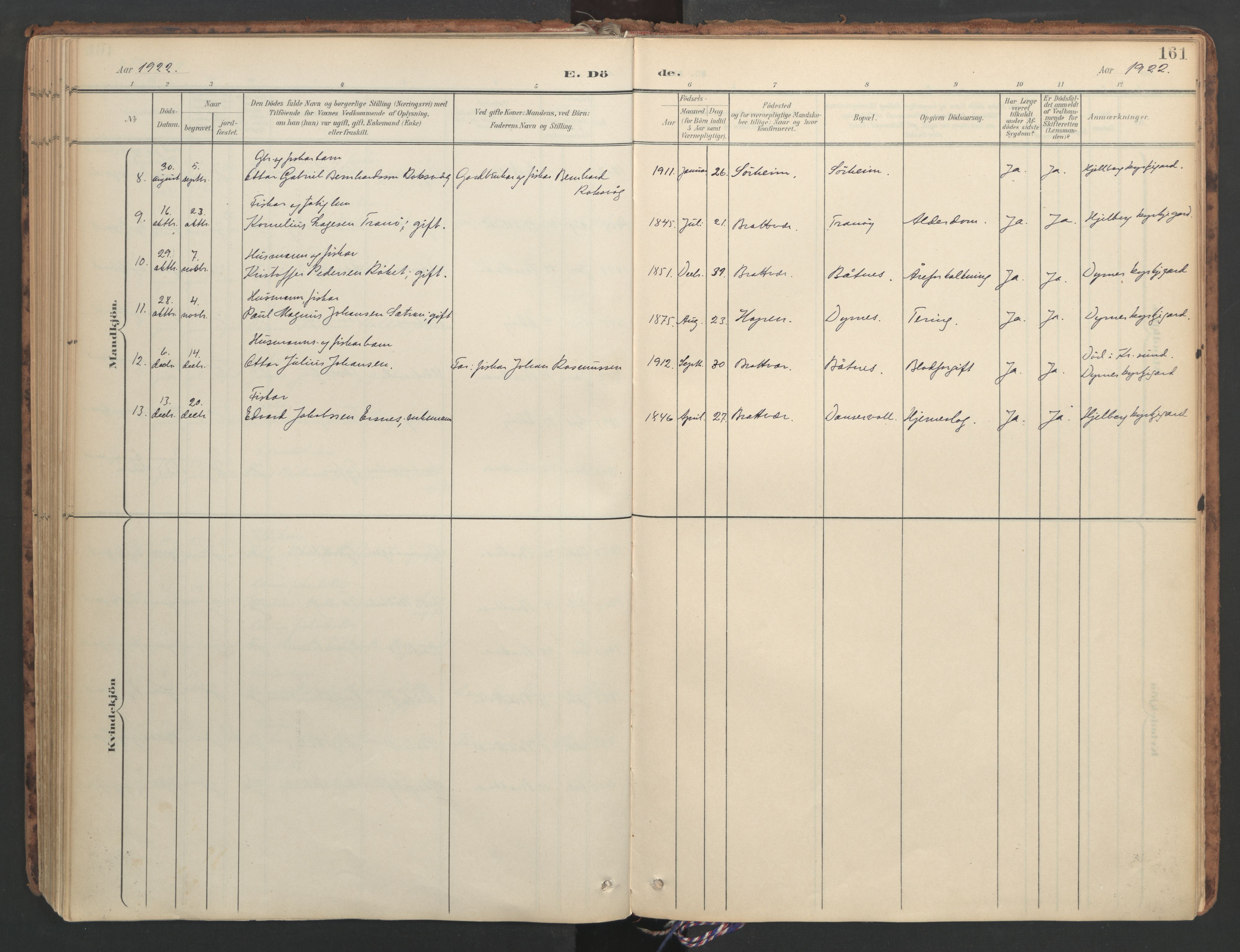 Ministerialprotokoller, klokkerbøker og fødselsregistre - Møre og Romsdal, SAT/A-1454/582/L0948: Ministerialbok nr. 582A02, 1901-1922, s. 161