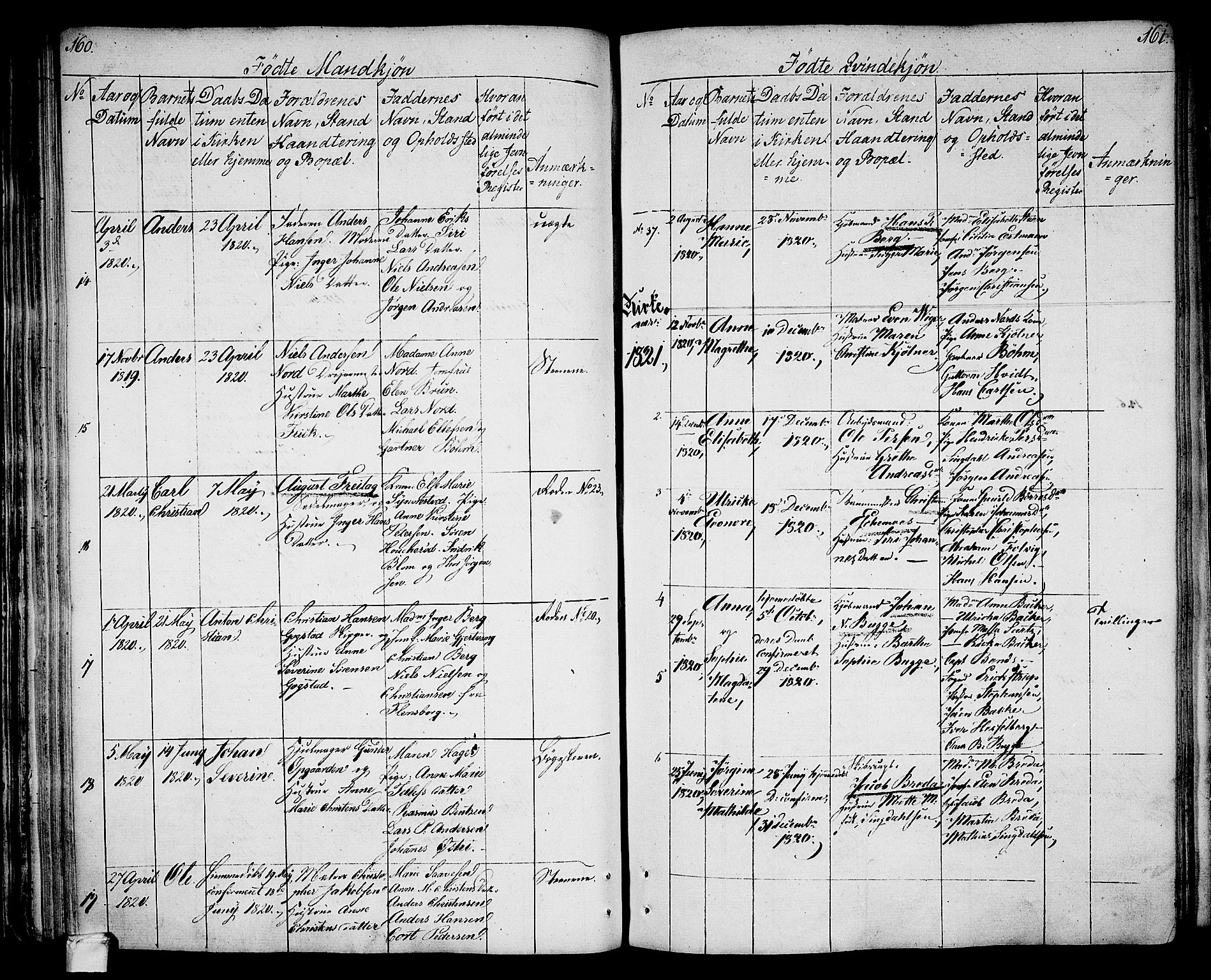 Larvik kirkebøker, AV/SAKO-A-352/G/Ga/L0002: Klokkerbok nr. I 2, 1807-1830, s. 160-161