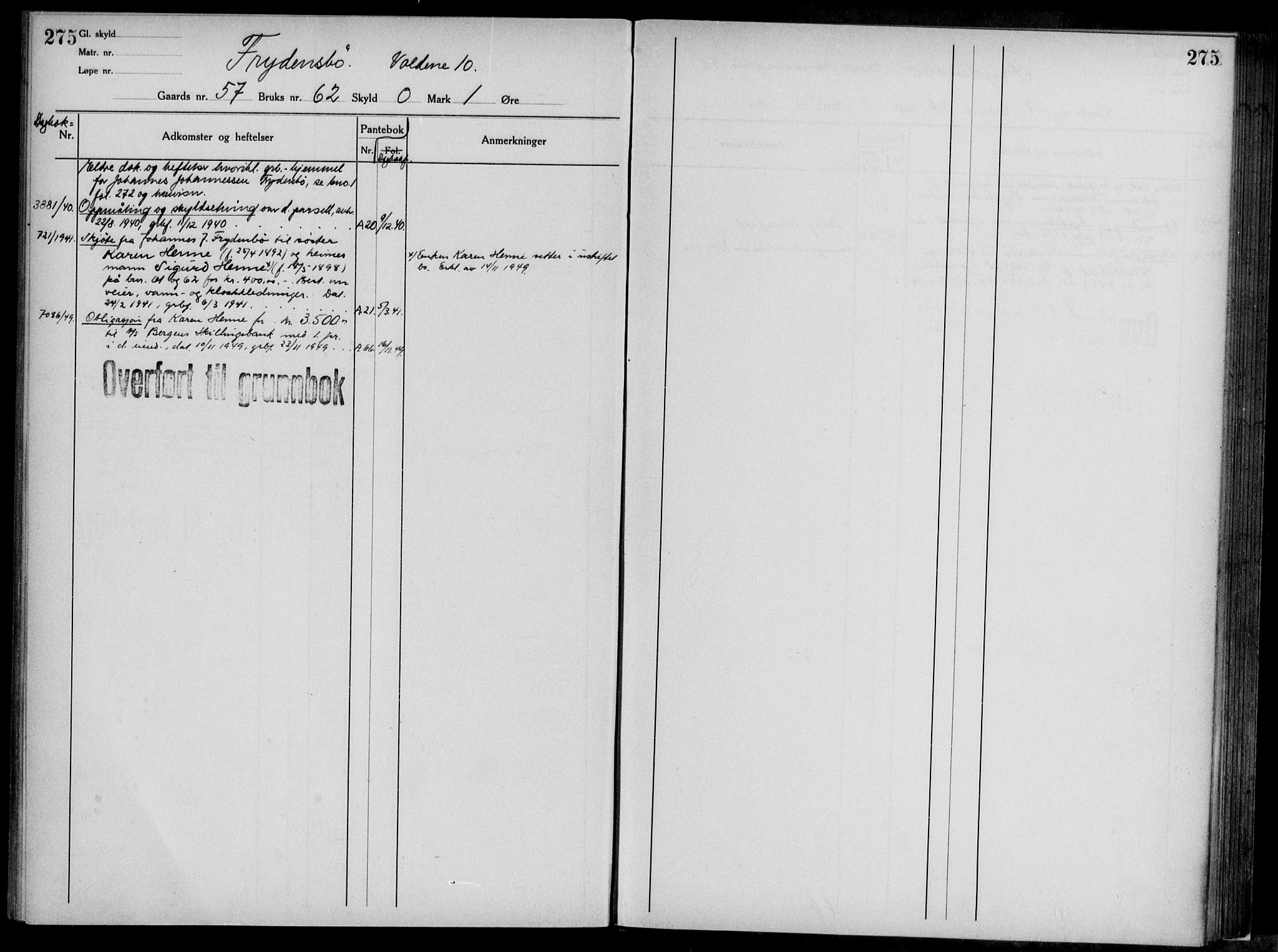 Midhordland sorenskriveri, AV/SAB-A-3001/1/G/Ga/Gab/L0117: Panteregister nr. II.A.b.117, s. 275