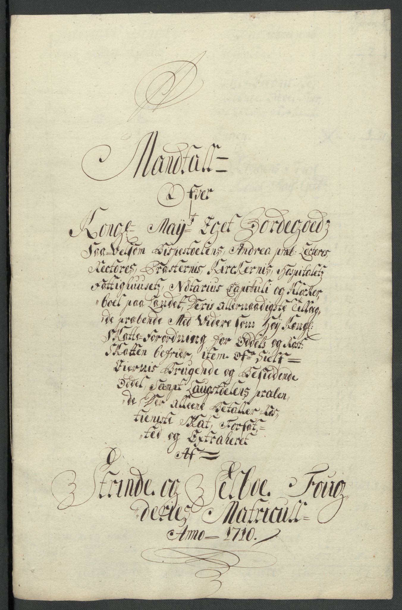 Rentekammeret inntil 1814, Reviderte regnskaper, Fogderegnskap, AV/RA-EA-4092/R61/L4111: Fogderegnskap Strinda og Selbu, 1709-1710, s. 456