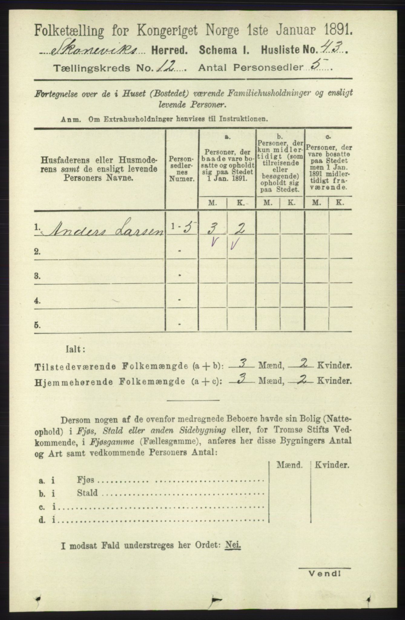 RA, Folketelling 1891 for 1212 Skånevik herred, 1891, s. 3752