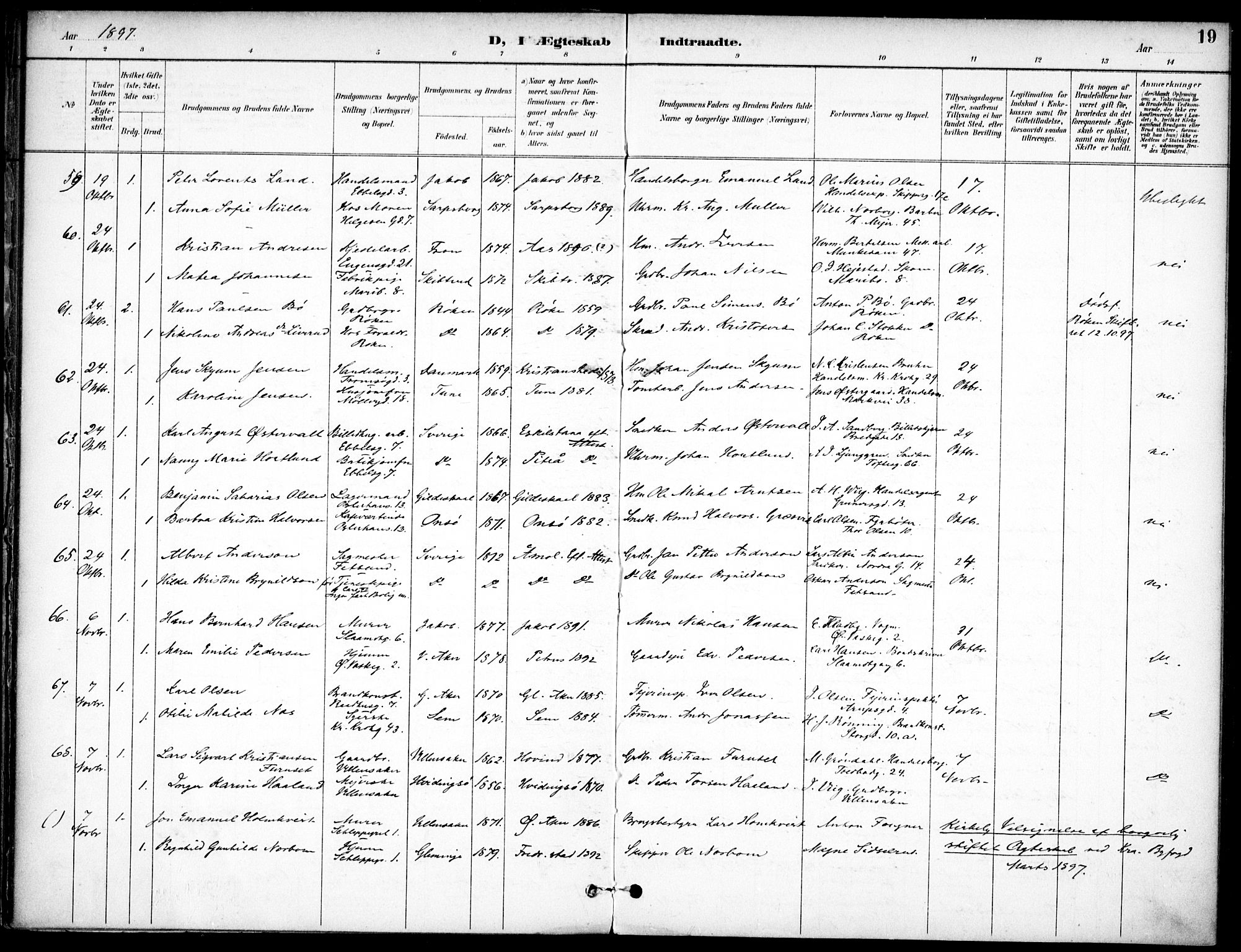 Jakob prestekontor Kirkebøker, AV/SAO-A-10850/F/Fa/L0006: Ministerialbok nr. 6, 1895-1908, s. 19
