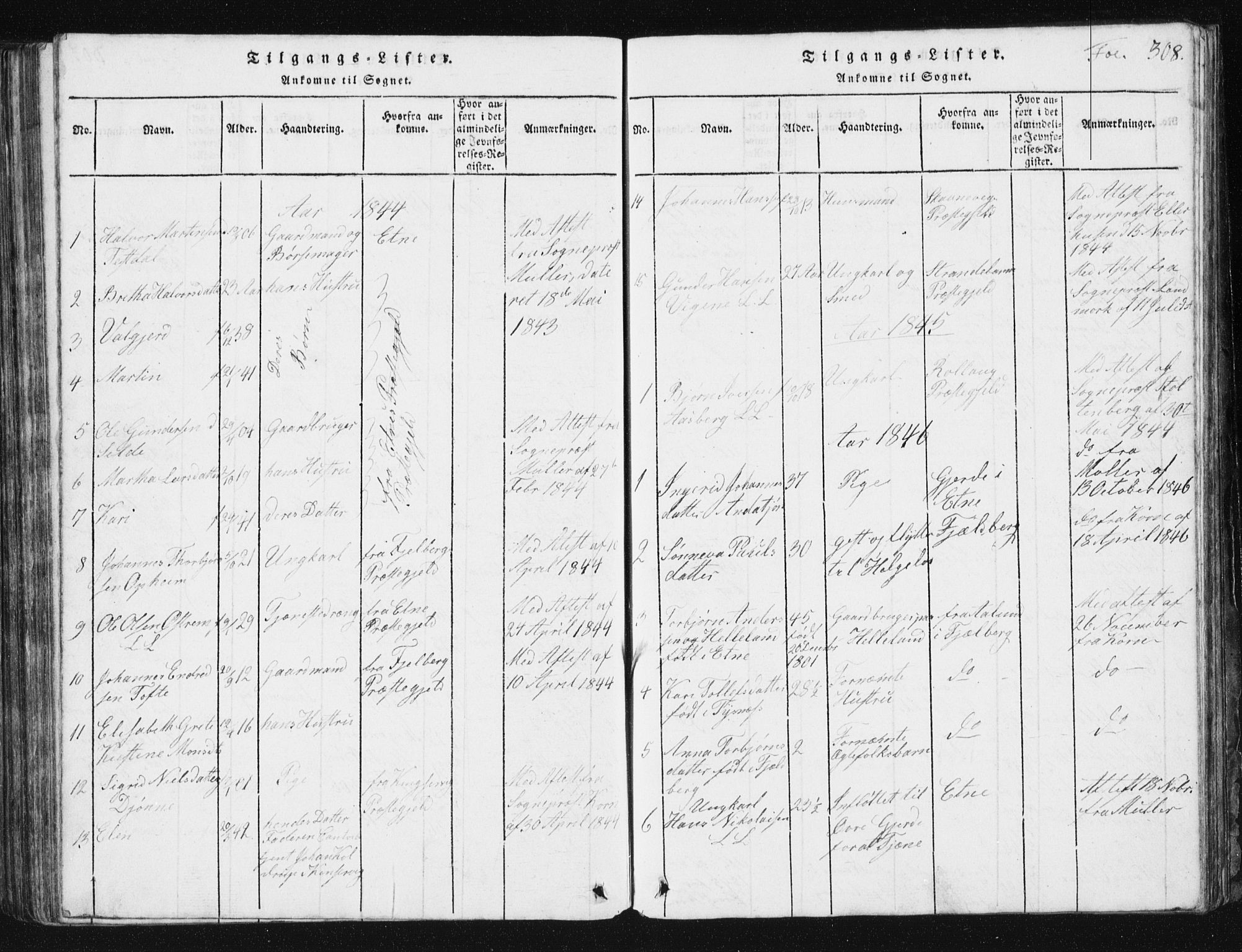 Vikedal sokneprestkontor, AV/SAST-A-101840/01/V: Klokkerbok nr. B 2, 1816-1863, s. 308