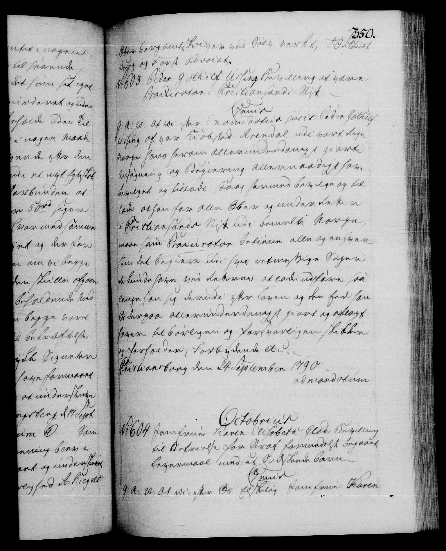 Danske Kanselli 1572-1799, RA/EA-3023/F/Fc/Fca/Fcaa/L0053: Norske registre, 1790-1791, s. 350a