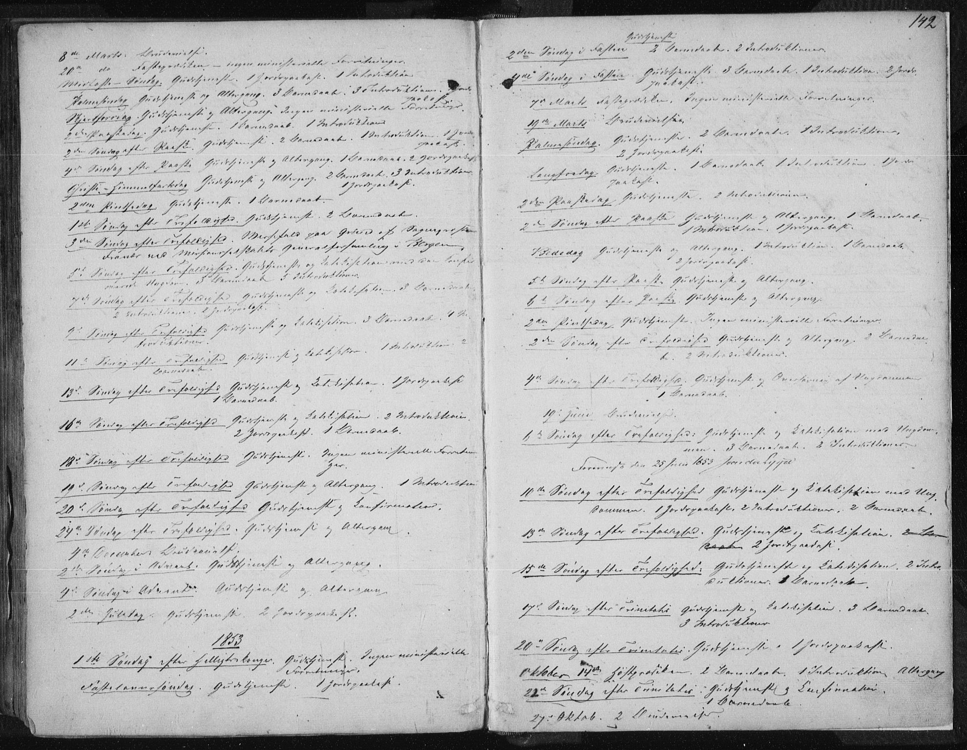 Tysvær sokneprestkontor, AV/SAST-A -101864/H/Ha/Haa/L0002: Ministerialbok nr. A 2, 1847-1856, s. 142