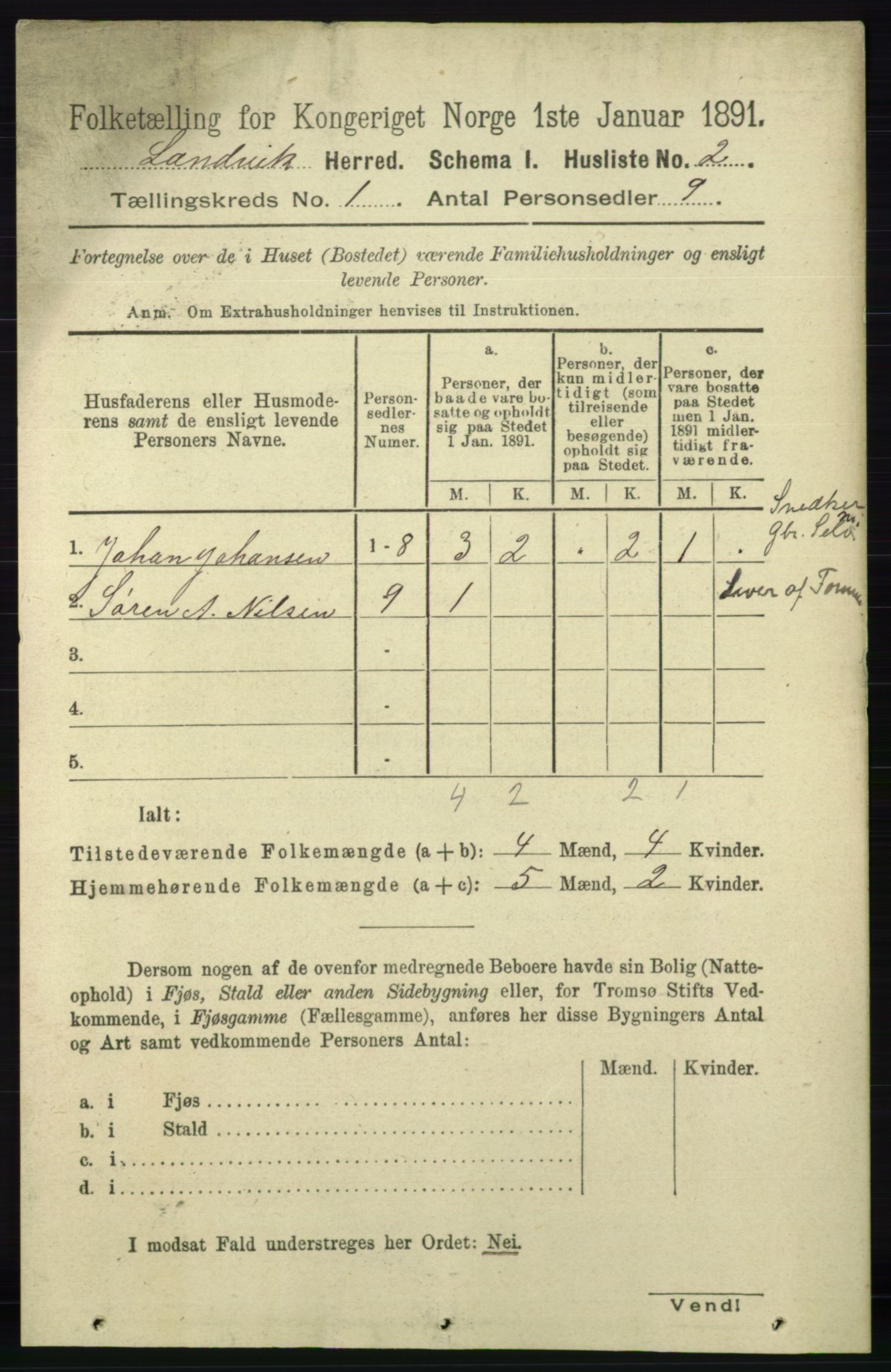 RA, Folketelling 1891 for 0924 Landvik herred, 1891, s. 24