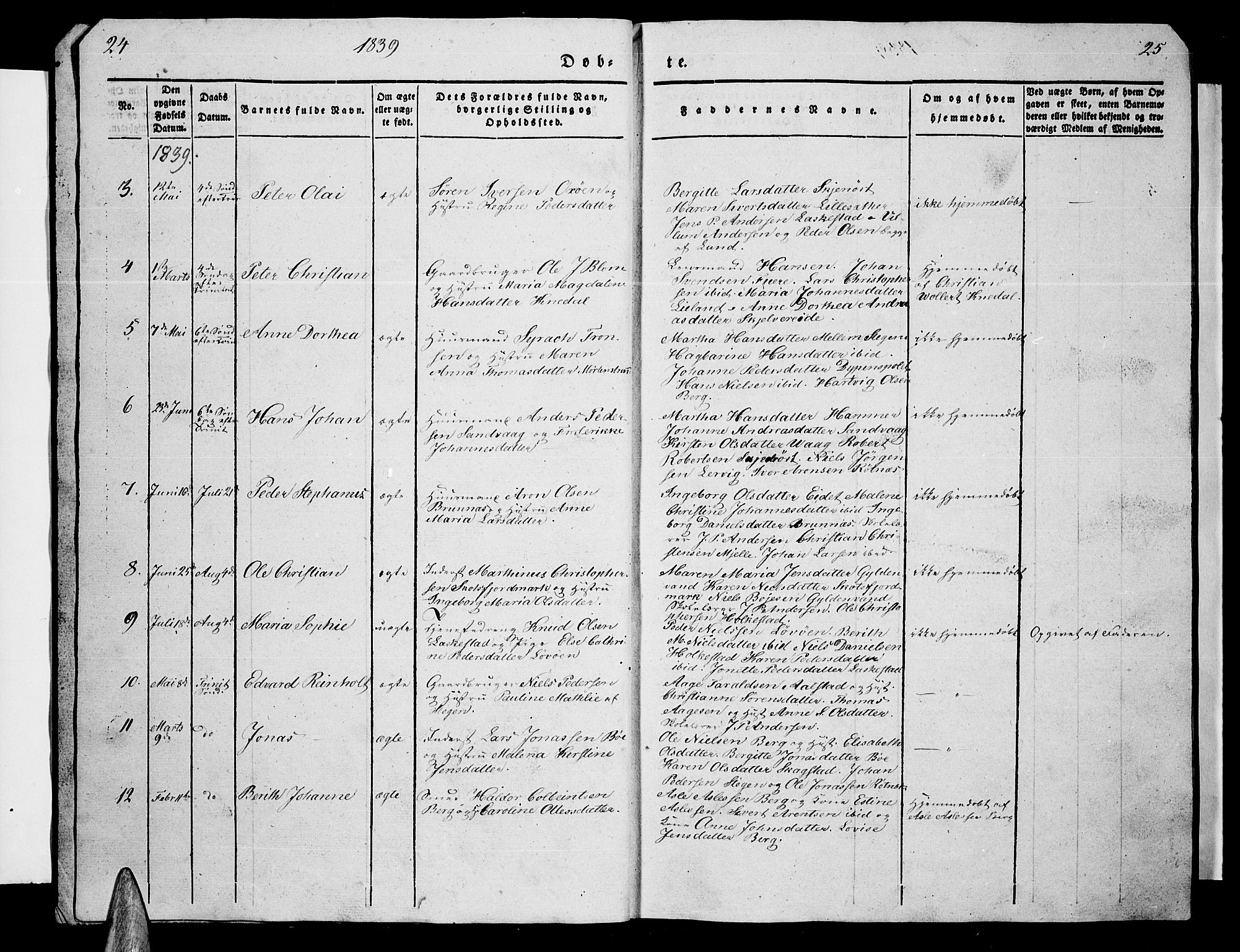 Ministerialprotokoller, klokkerbøker og fødselsregistre - Nordland, AV/SAT-A-1459/855/L0813: Klokkerbok nr. 855C02, 1836-1850, s. 24-25