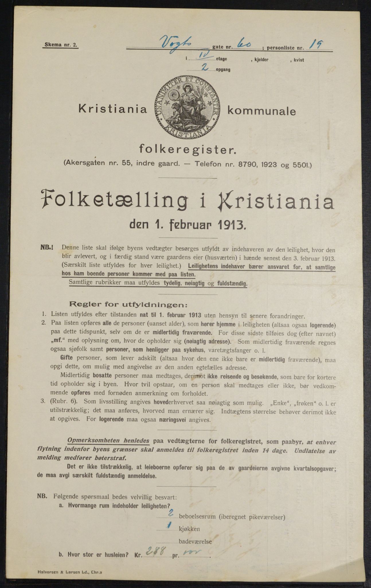 OBA, Kommunal folketelling 1.2.1913 for Kristiania, 1913, s. 125308