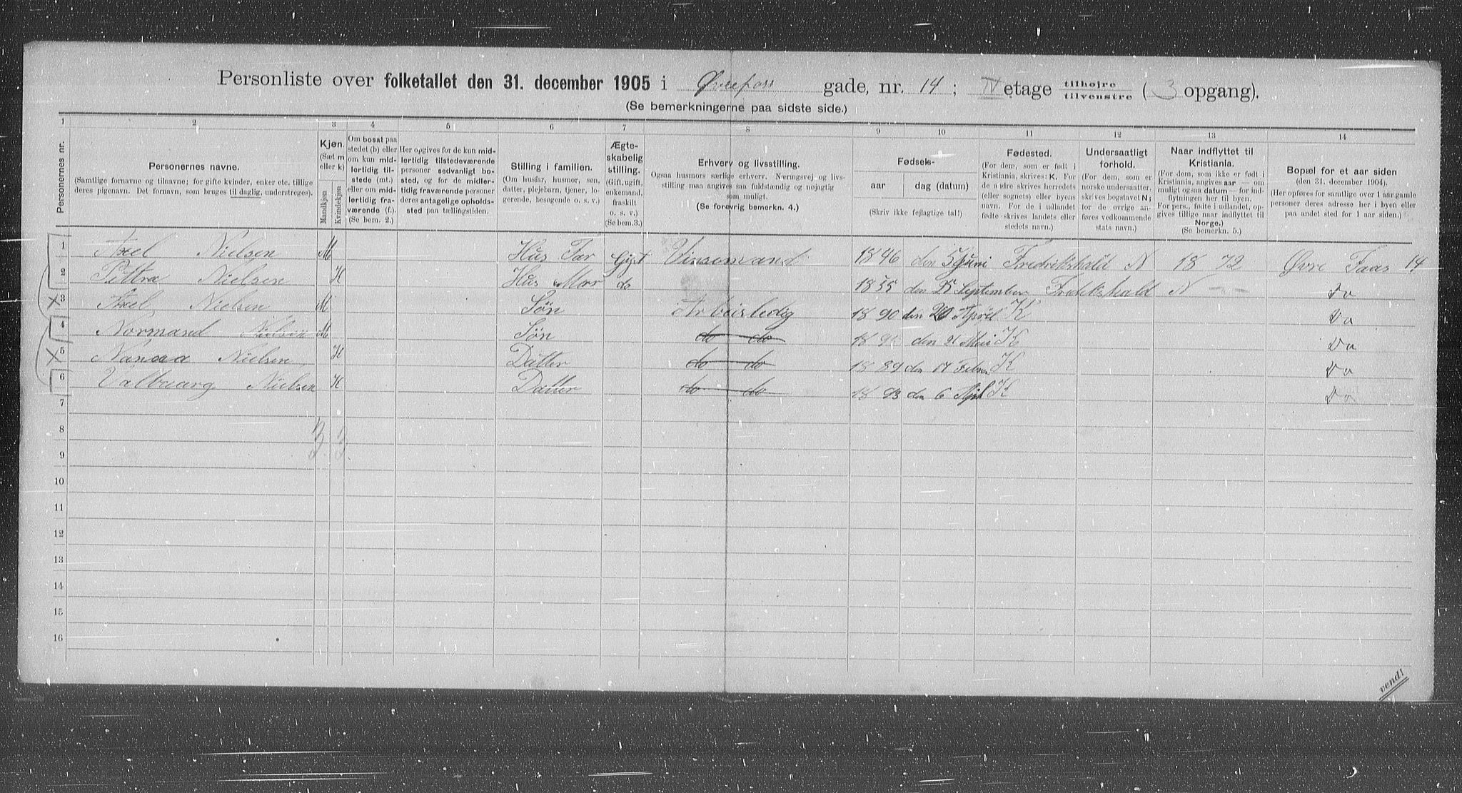 OBA, Kommunal folketelling 31.12.1905 for Kristiania kjøpstad, 1905, s. 68200