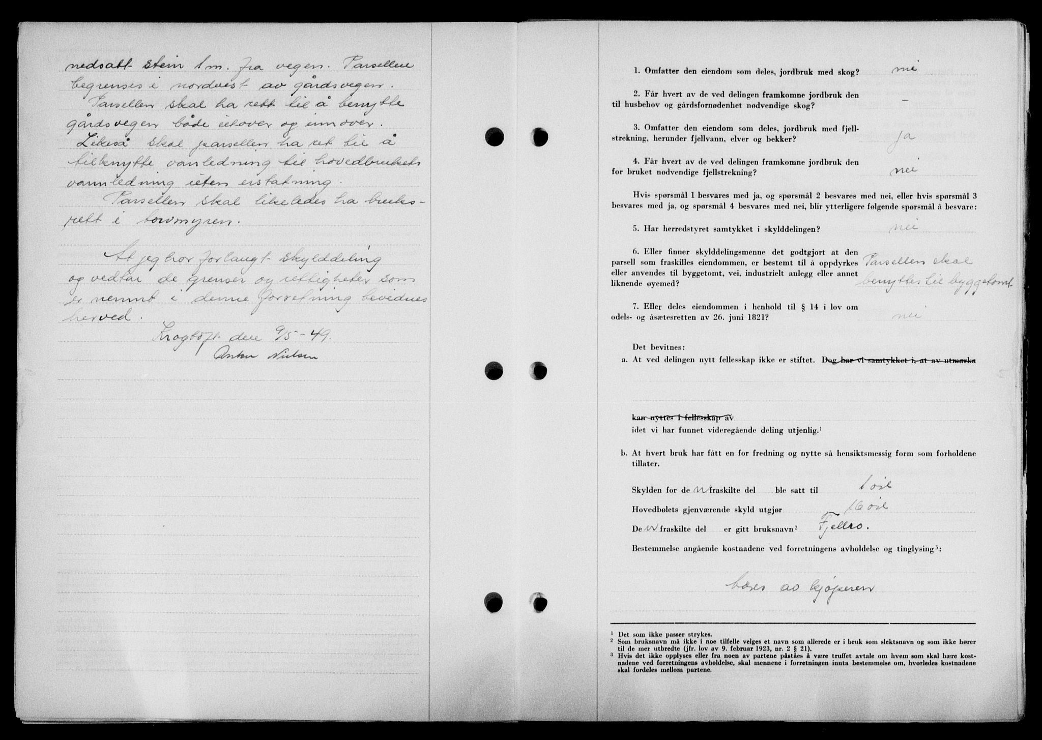 Lofoten sorenskriveri, SAT/A-0017/1/2/2C/L0020a: Pantebok nr. 20a, 1948-1949, Dagboknr: 1047/1949
