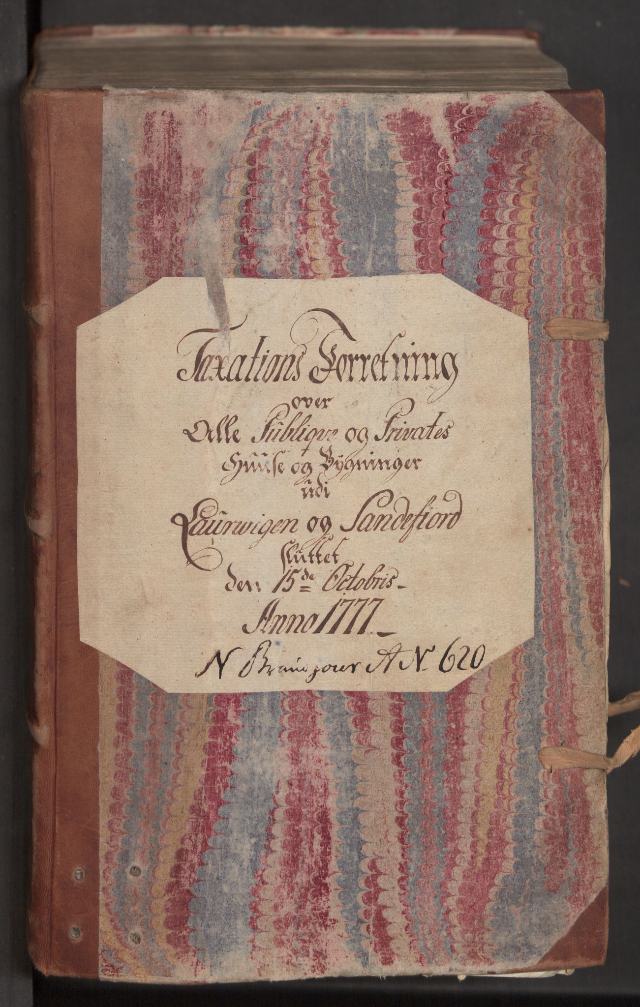 Kommersekollegiet, Brannforsikringskontoret 1767-1814, RA/EA-5458/F/Fa/L0035/0001: Larvik og Sandefjord / Branntakstprotokoll, 1777