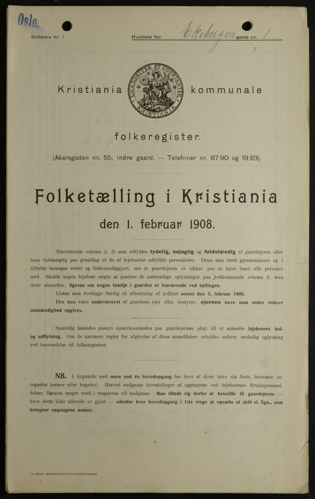 OBA, Kommunal folketelling 1.2.1908 for Kristiania kjøpstad, 1908, s. 18416