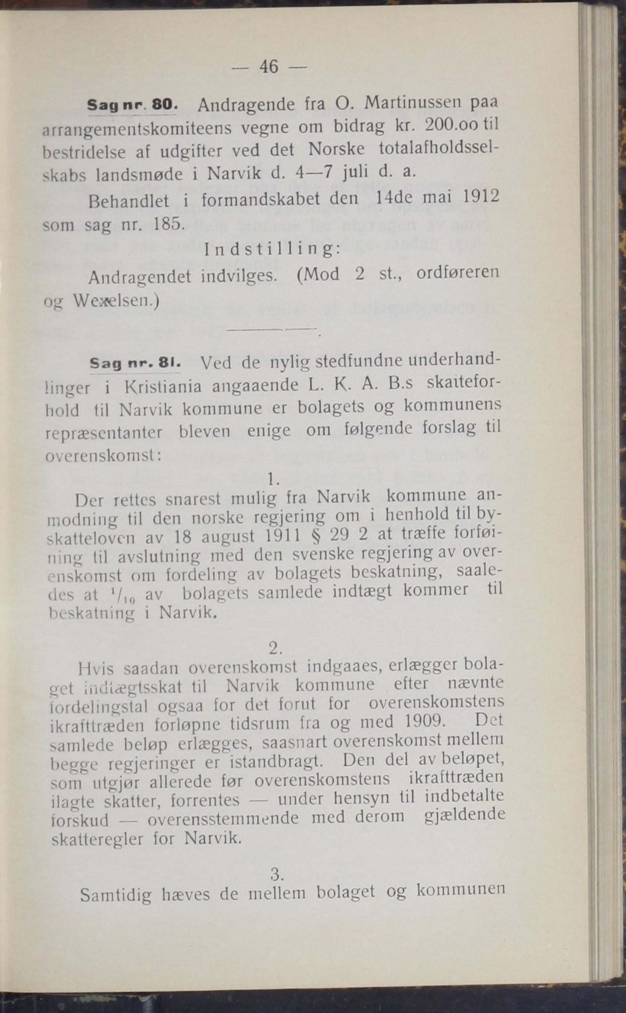 Narvik kommune. Formannskap , AIN/K-18050.150/A/Ab/L0002: Møtebok, 1912