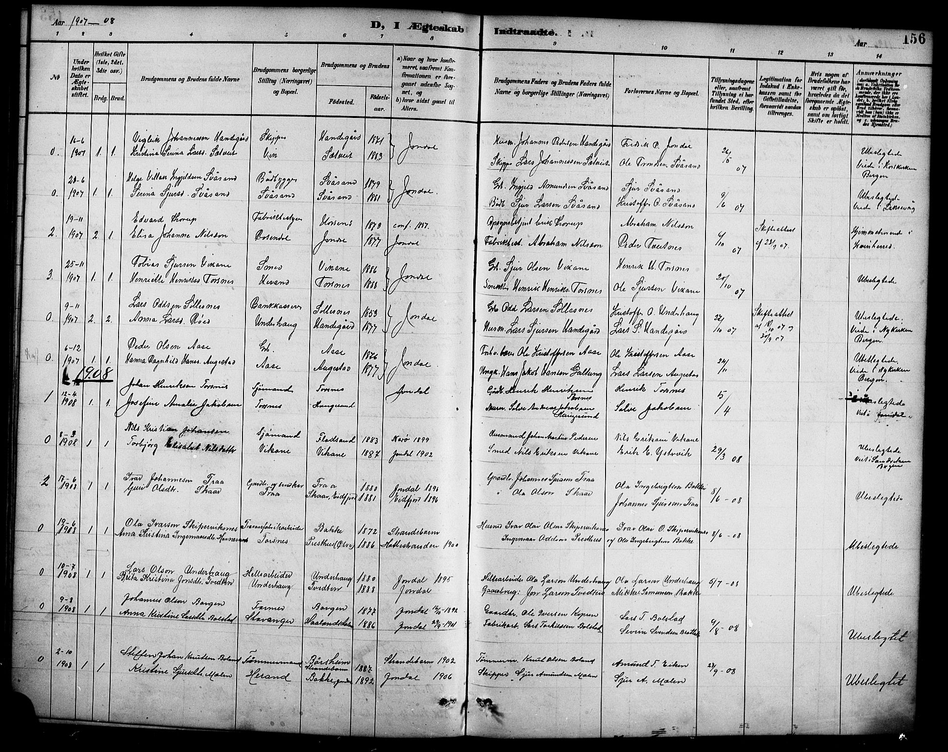 Ullensvang sokneprestembete, AV/SAB-A-78701/H/Hab: Klokkerbok nr. D 1, 1891-1908, s. 156