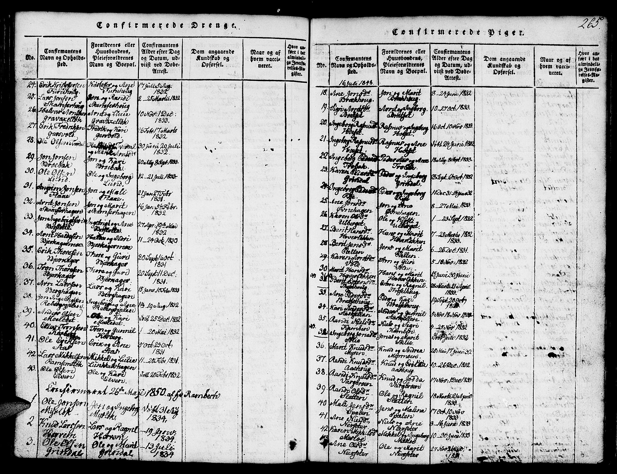 Ministerialprotokoller, klokkerbøker og fødselsregistre - Sør-Trøndelag, AV/SAT-A-1456/674/L0874: Klokkerbok nr. 674C01, 1816-1860, s. 265