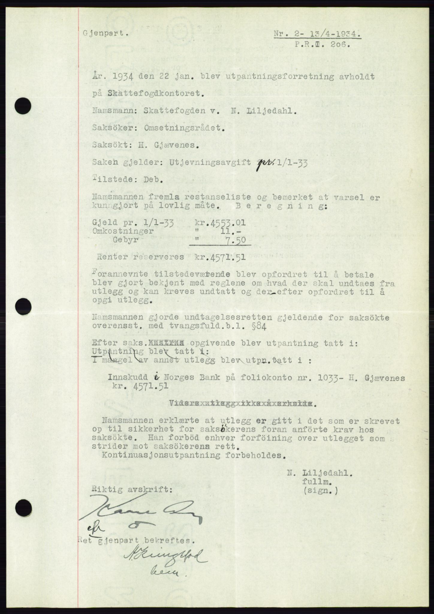 Ålesund byfogd, AV/SAT-A-4384: Pantebok nr. 31, 1933-1934, Tingl.dato: 13.04.1934