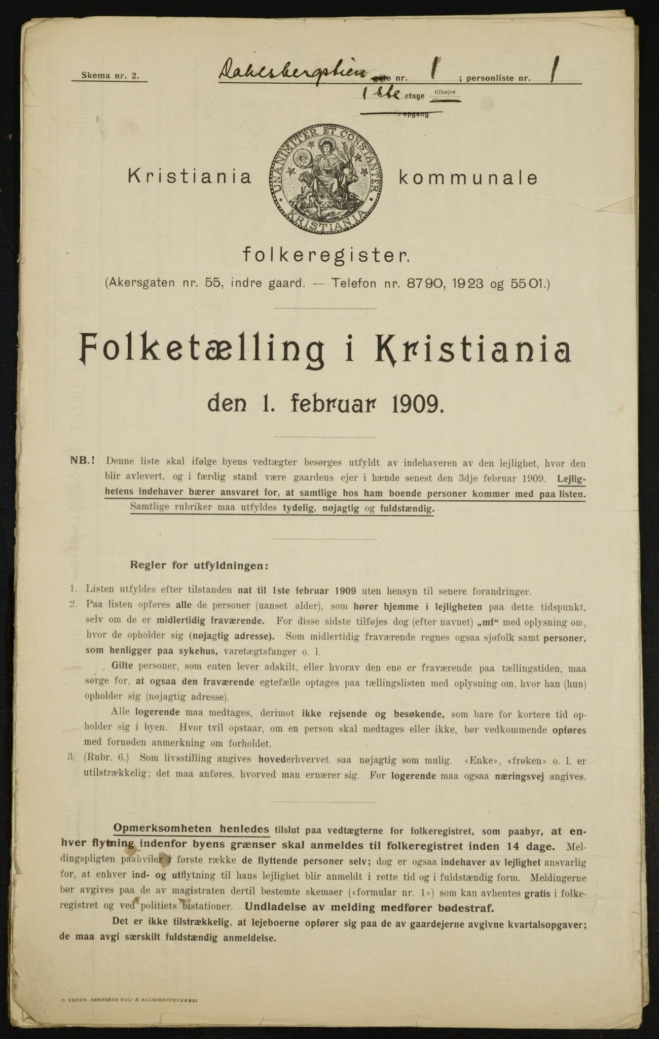 OBA, Kommunal folketelling 1.2.1909 for Kristiania kjøpstad, 1909, s. 12740