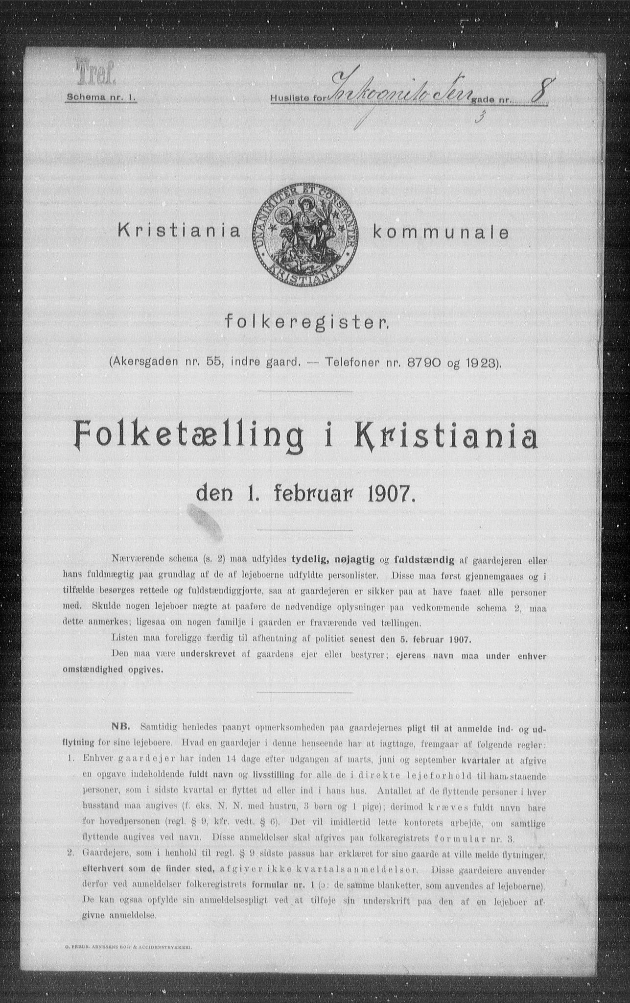 OBA, Kommunal folketelling 1.2.1907 for Kristiania kjøpstad, 1907, s. 22608