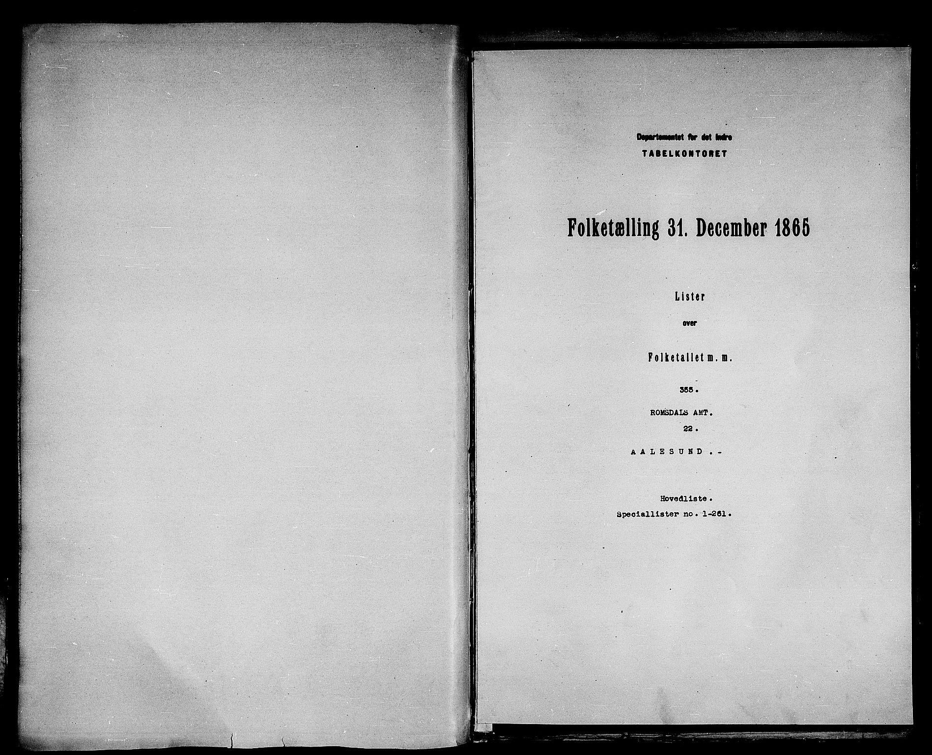 RA, Folketelling 1865 for 1501P Ålesund prestegjeld, 1865, s. 2