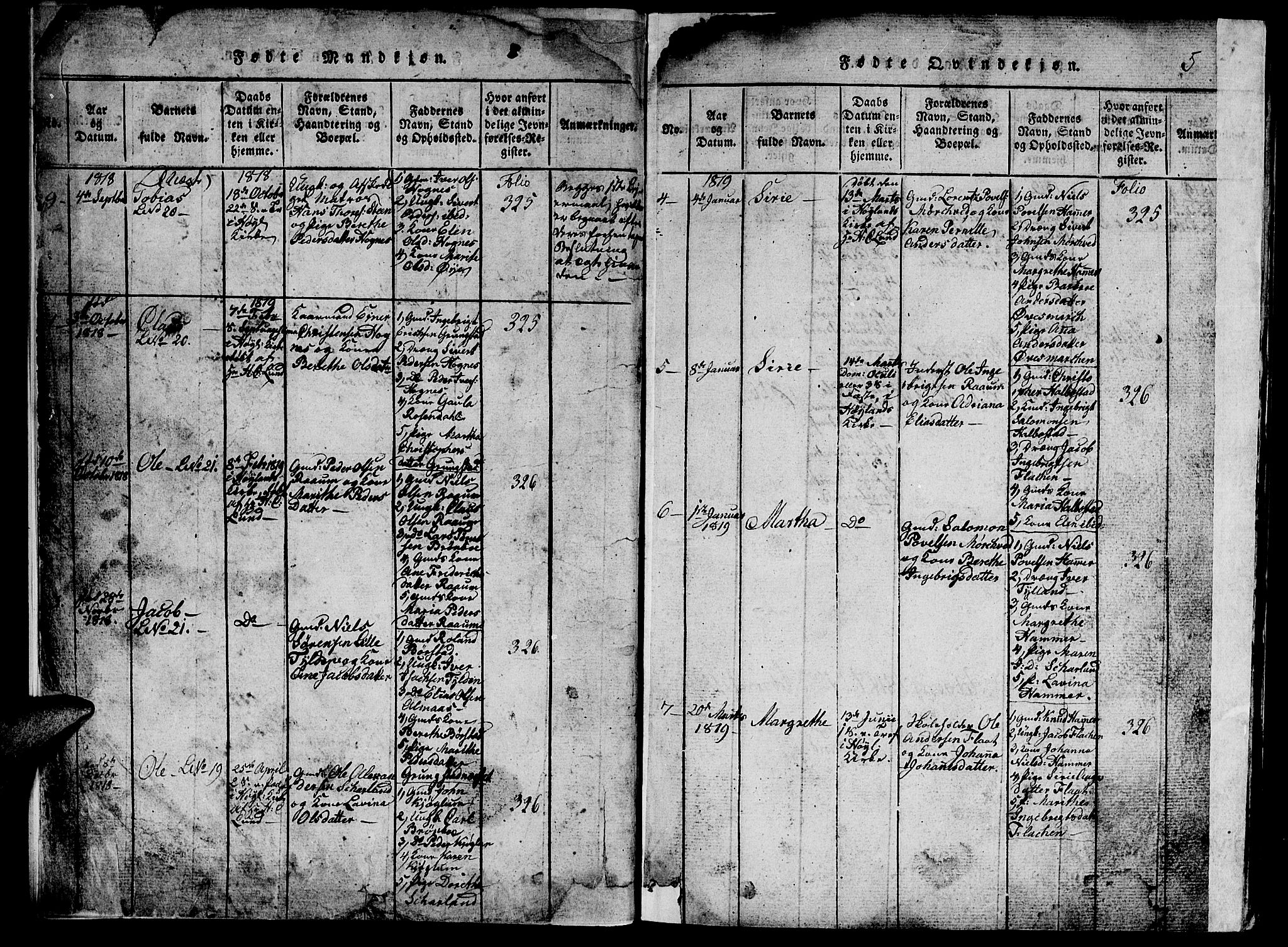 Ministerialprotokoller, klokkerbøker og fødselsregistre - Nord-Trøndelag, SAT/A-1458/765/L0562: Klokkerbok nr. 765C01, 1817-1851, s. 5