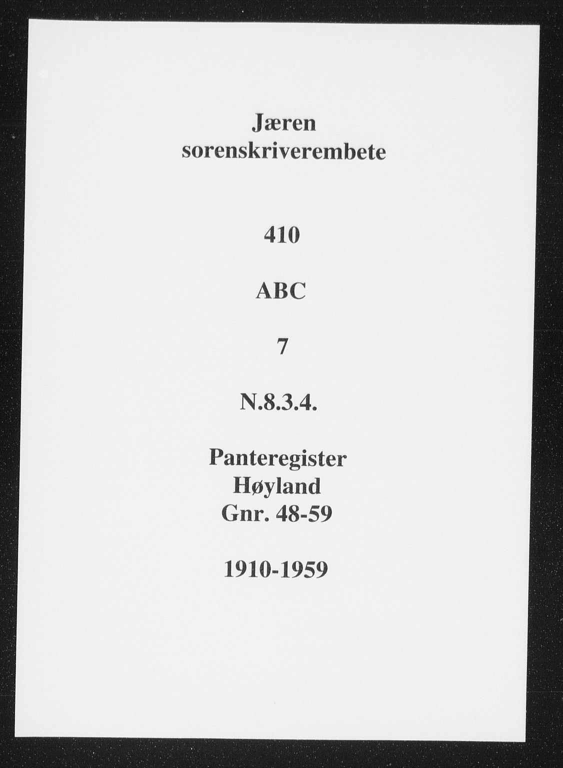 Jæren sorenskriveri, SAST/A-100310/01/4/41/41ABC/L0007: Panteregister nr. 41 ABC7, 1910