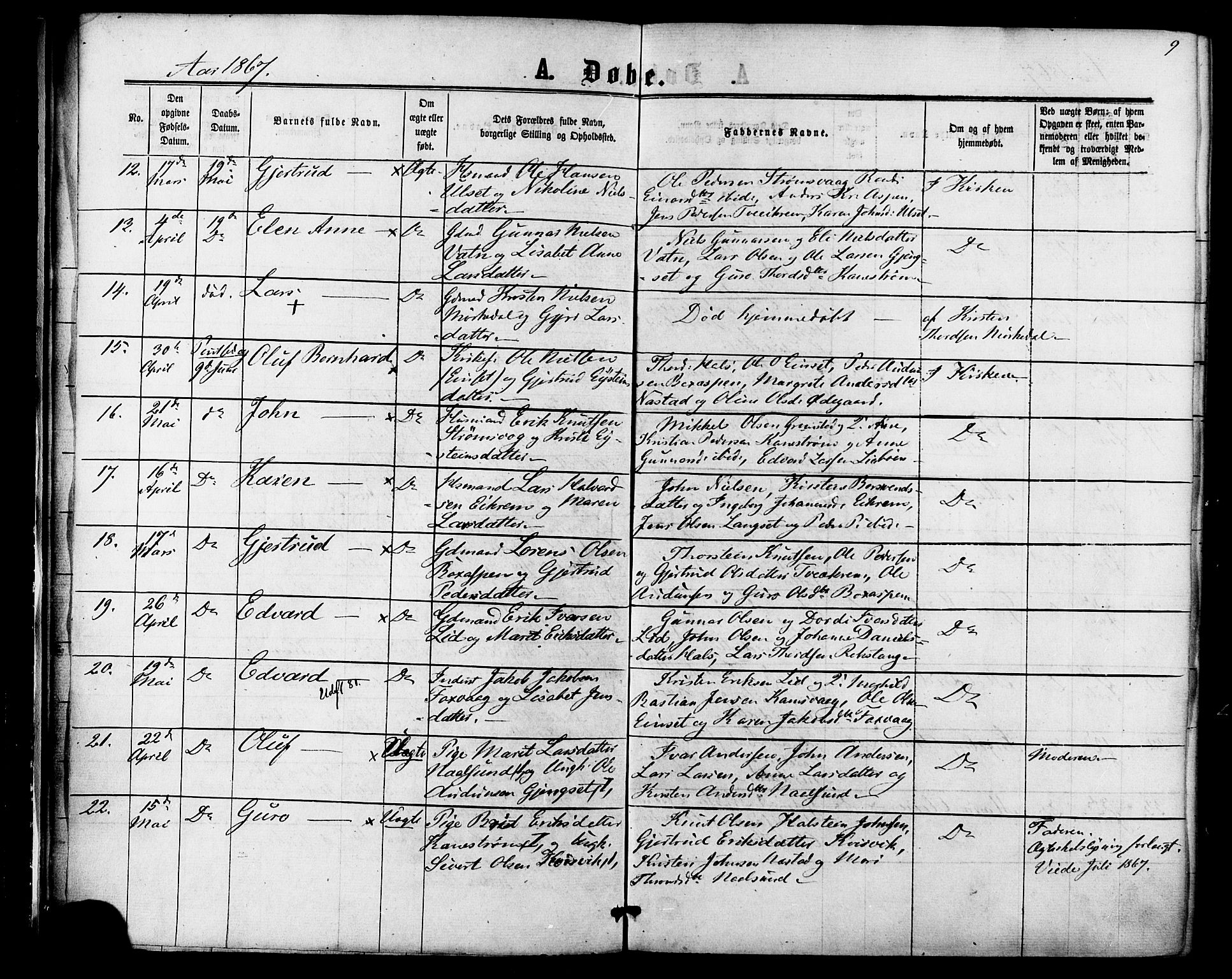 Ministerialprotokoller, klokkerbøker og fødselsregistre - Møre og Romsdal, AV/SAT-A-1454/587/L0999: Ministerialbok nr. 587A01, 1864-1886, s. 9