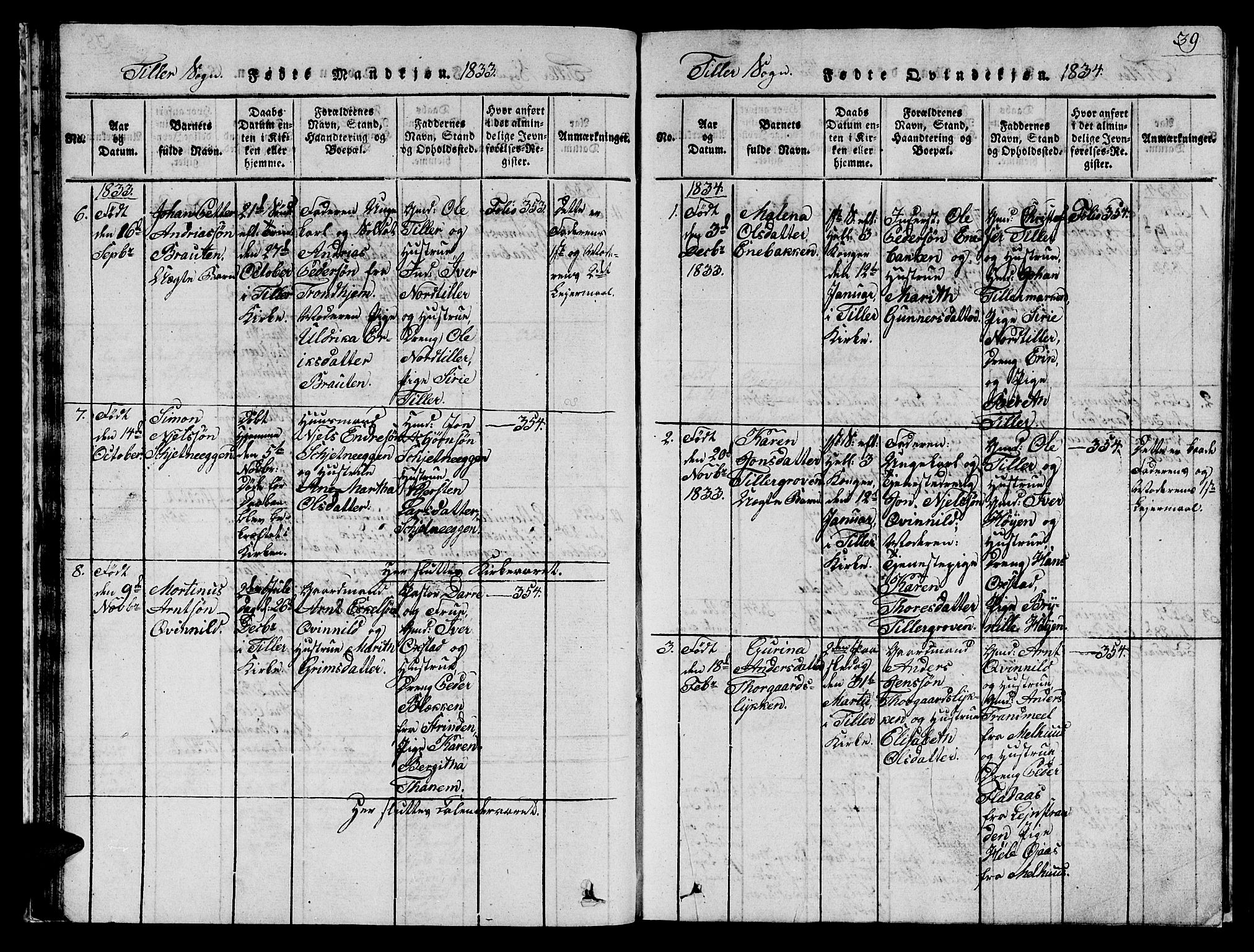 Ministerialprotokoller, klokkerbøker og fødselsregistre - Sør-Trøndelag, AV/SAT-A-1456/621/L0458: Klokkerbok nr. 621C01, 1816-1865, s. 39