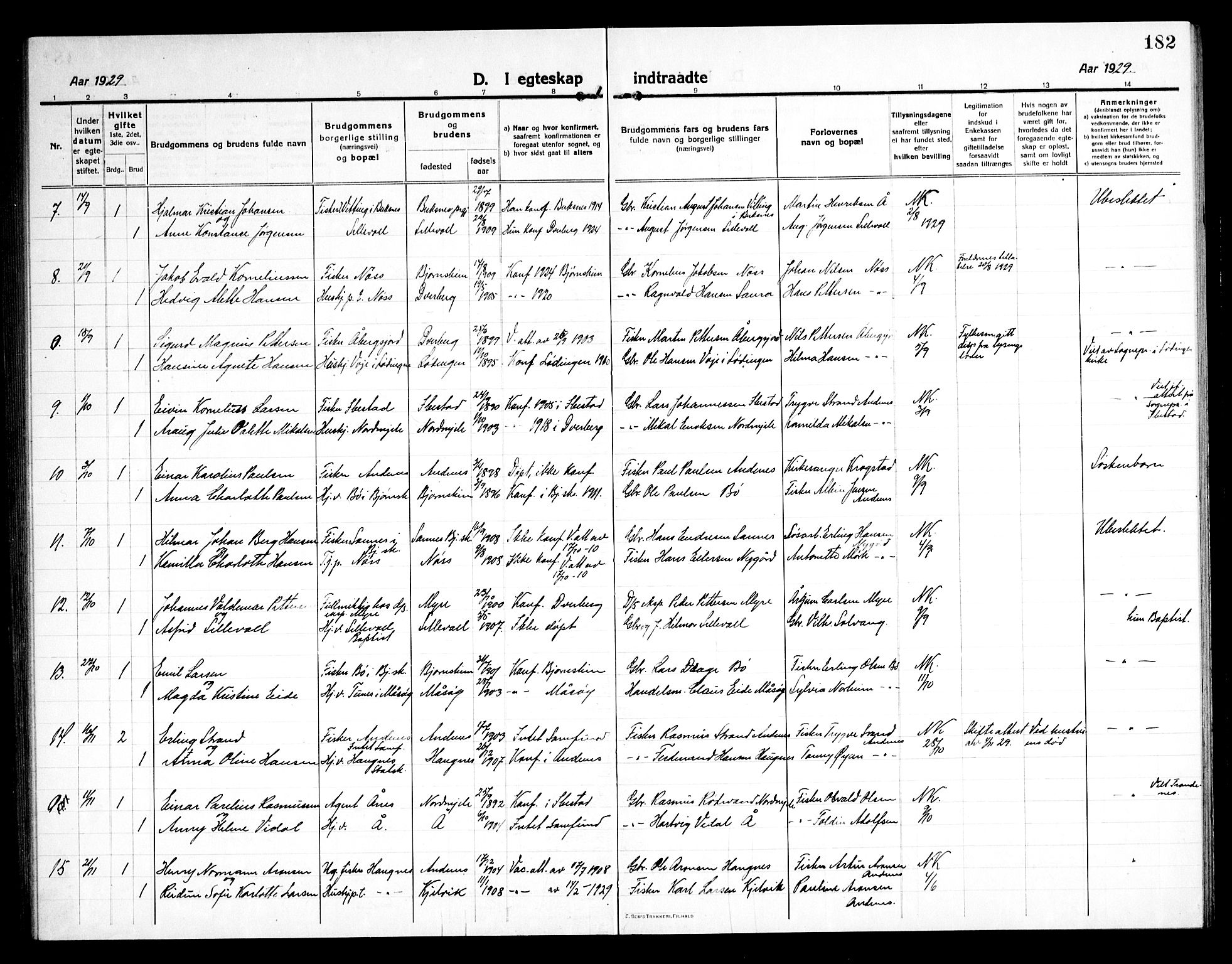 Ministerialprotokoller, klokkerbøker og fødselsregistre - Nordland, AV/SAT-A-1459/897/L1415: Klokkerbok nr. 897C05, 1916-1945, s. 182