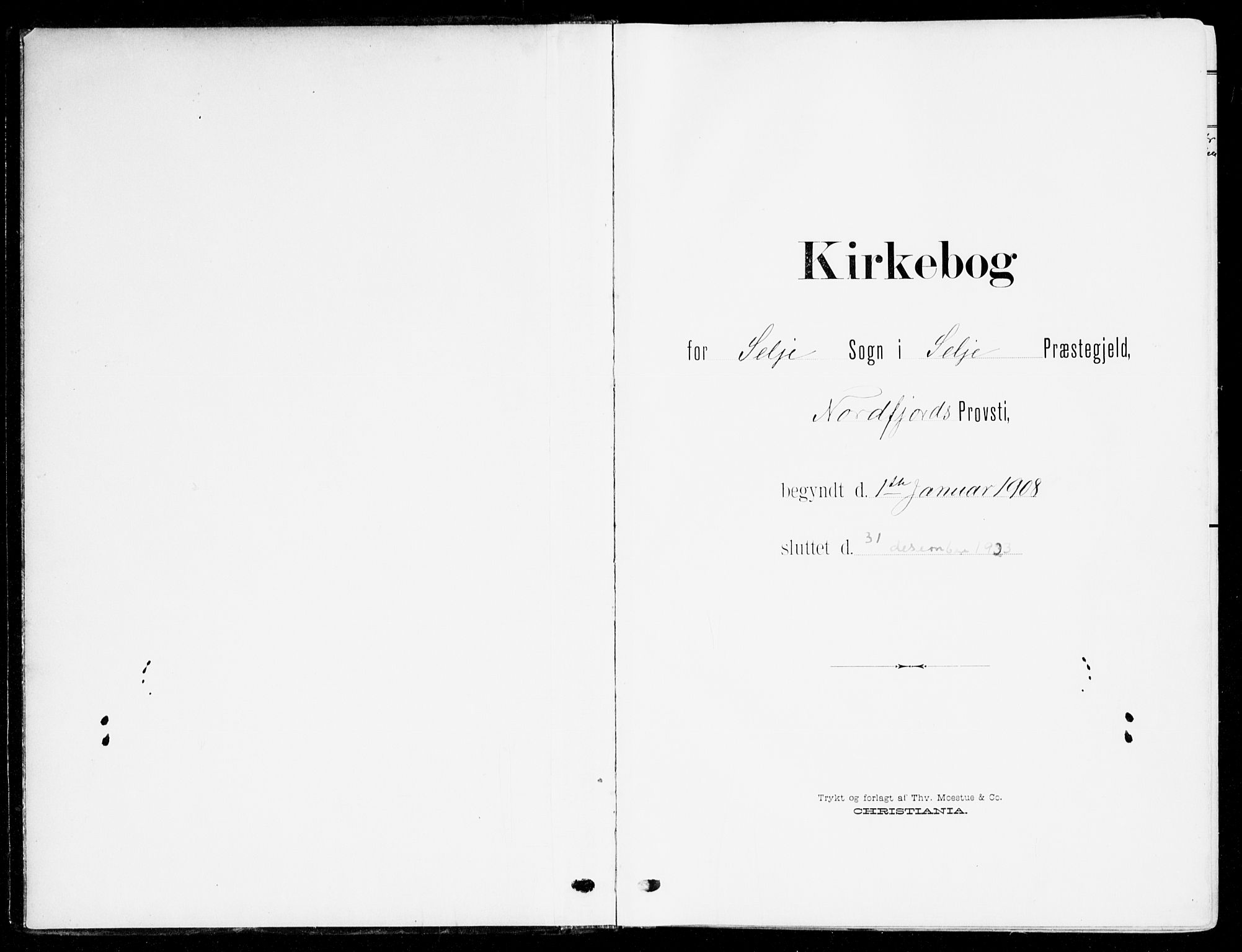 Selje sokneprestembete, SAB/A-99938/H/Ha/Haa/Haab: Ministerialbok nr. B 3, 1908-1923