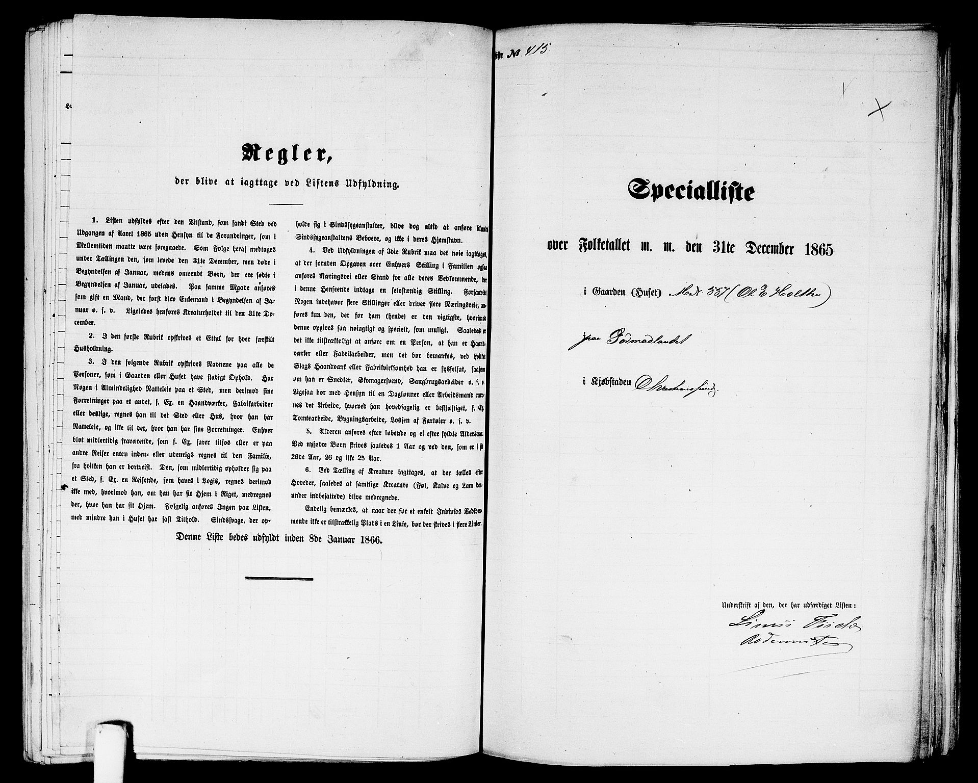 RA, Folketelling 1865 for 1503B Kristiansund prestegjeld, Kristiansund kjøpstad, 1865, s. 845