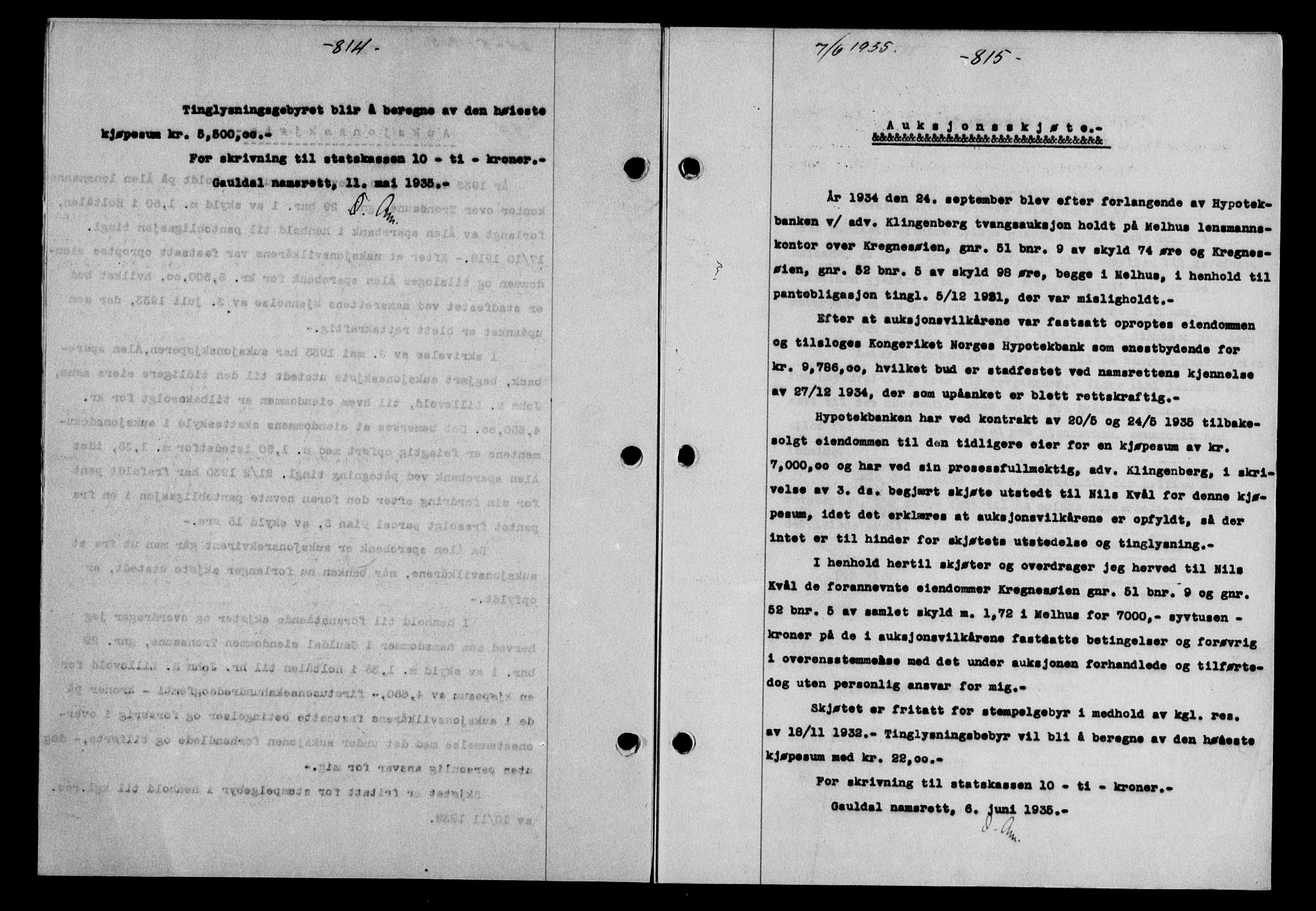 Gauldal sorenskriveri, SAT/A-0014/1/2/2C/L0045: Pantebok nr. 47-49, 1935-1936, Tingl.dato: 07.06.1935