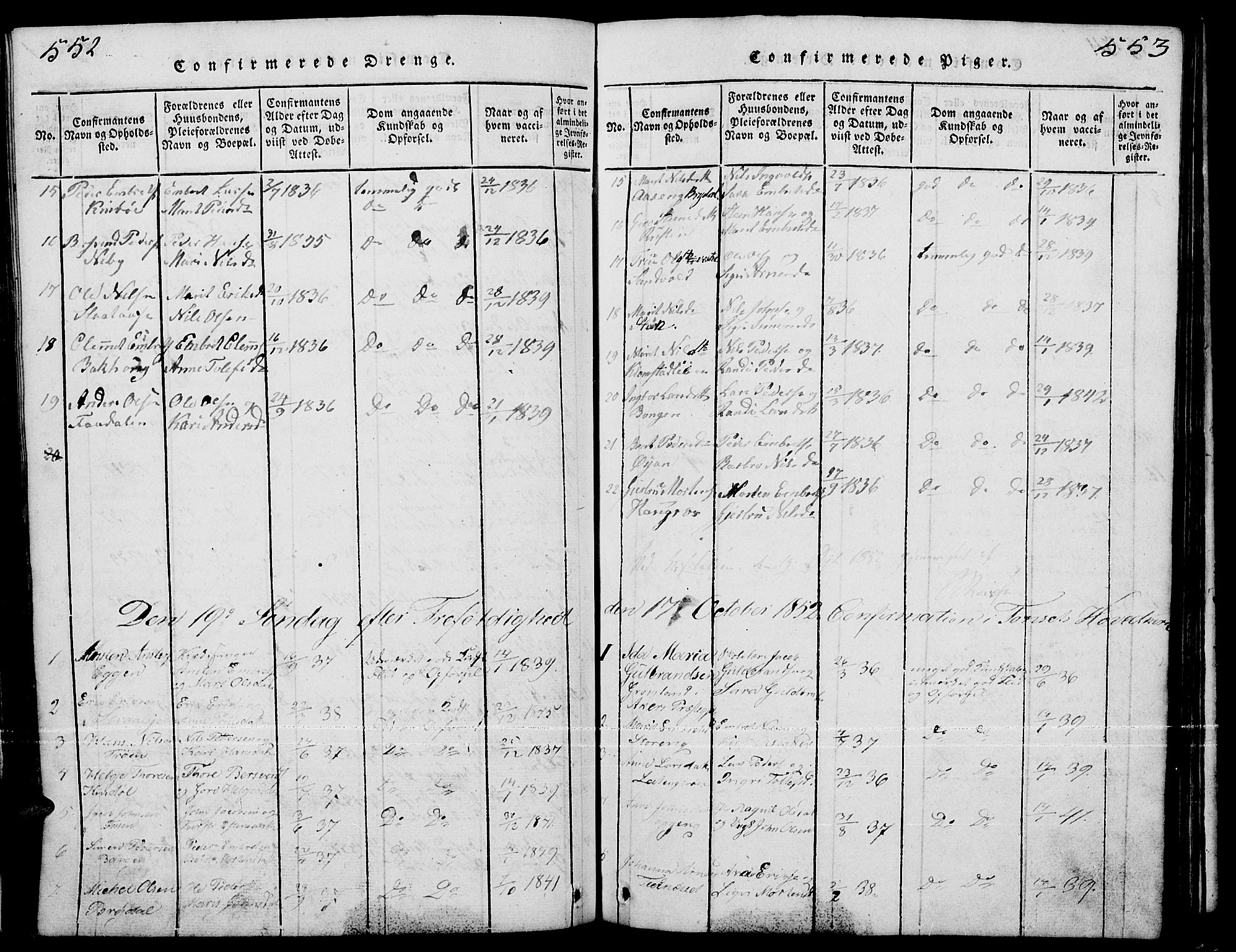 Tynset prestekontor, AV/SAH-PREST-058/H/Ha/Hab/L0001: Klokkerbok nr. 1, 1814-1859, s. 552-553