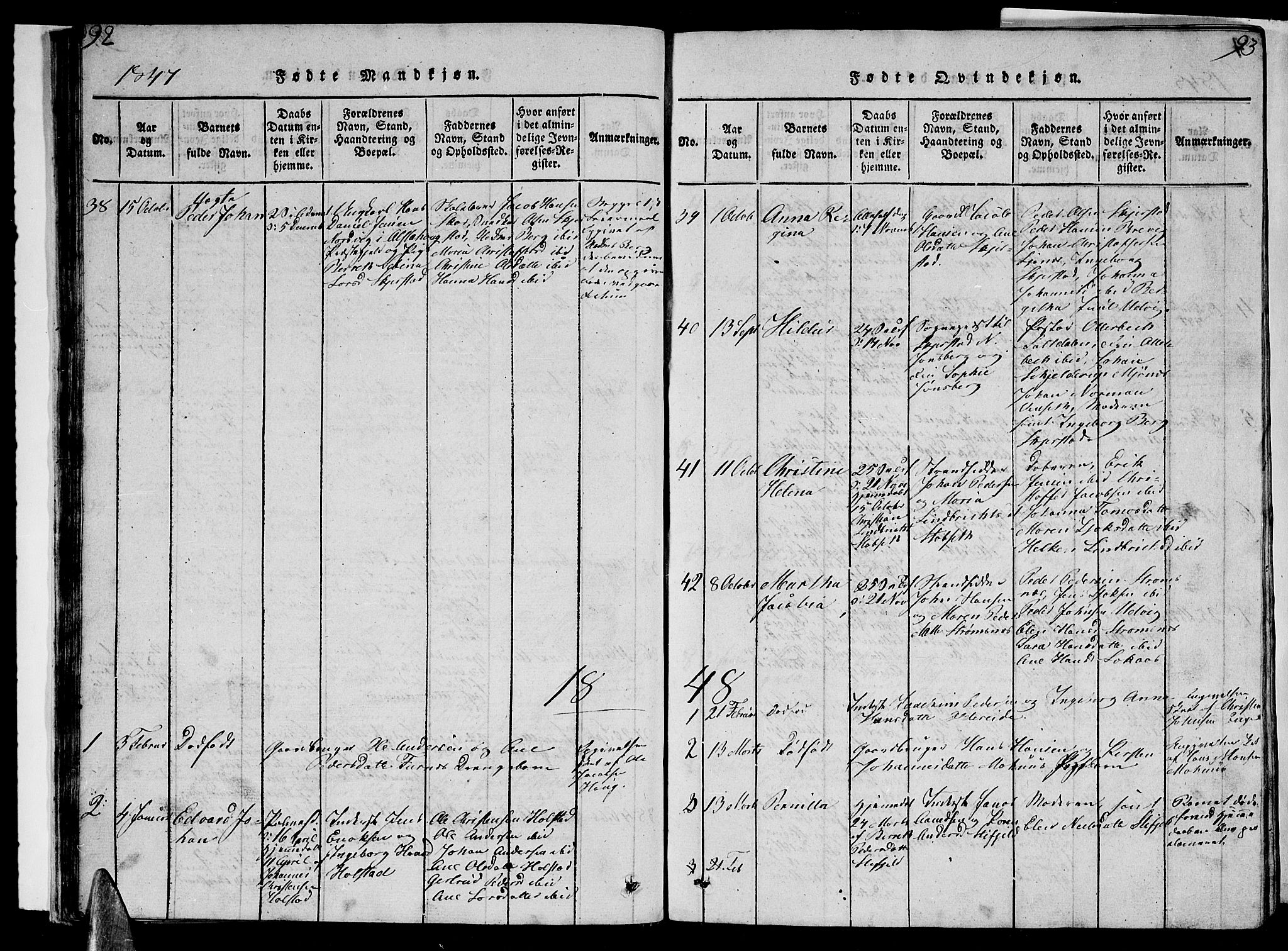 Ministerialprotokoller, klokkerbøker og fødselsregistre - Nordland, AV/SAT-A-1459/852/L0752: Klokkerbok nr. 852C03, 1840-1855, s. 92-93