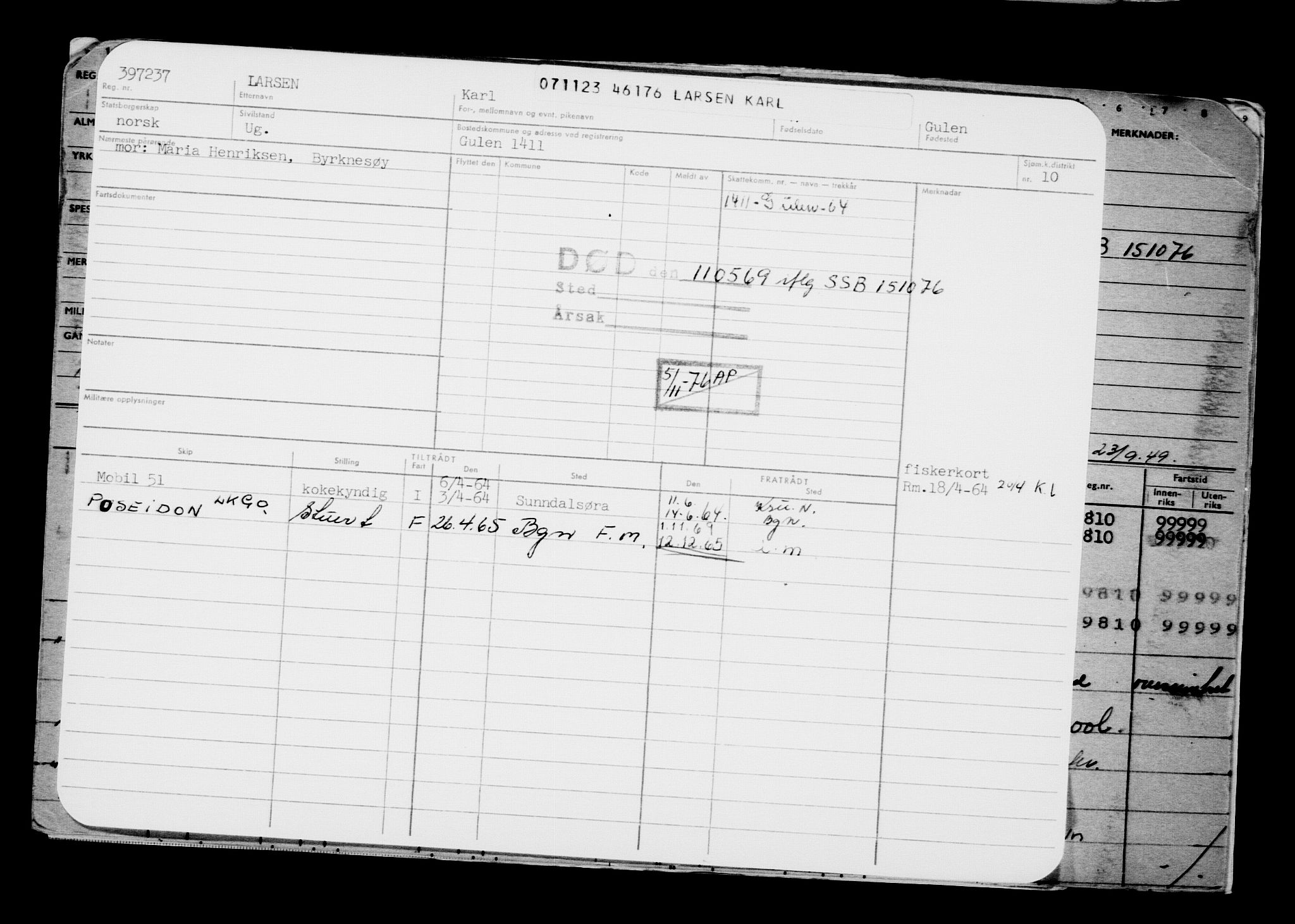 Direktoratet for sjømenn, RA/S-3545/G/Gb/L0224: Hovedkort, 1923, s. 584