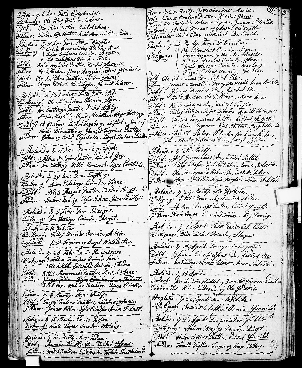 Fyresdal kirkebøker, SAKO/A-263/F/Fa/L0001: Ministerialbok nr. I 1, 1724-1748, s. 41