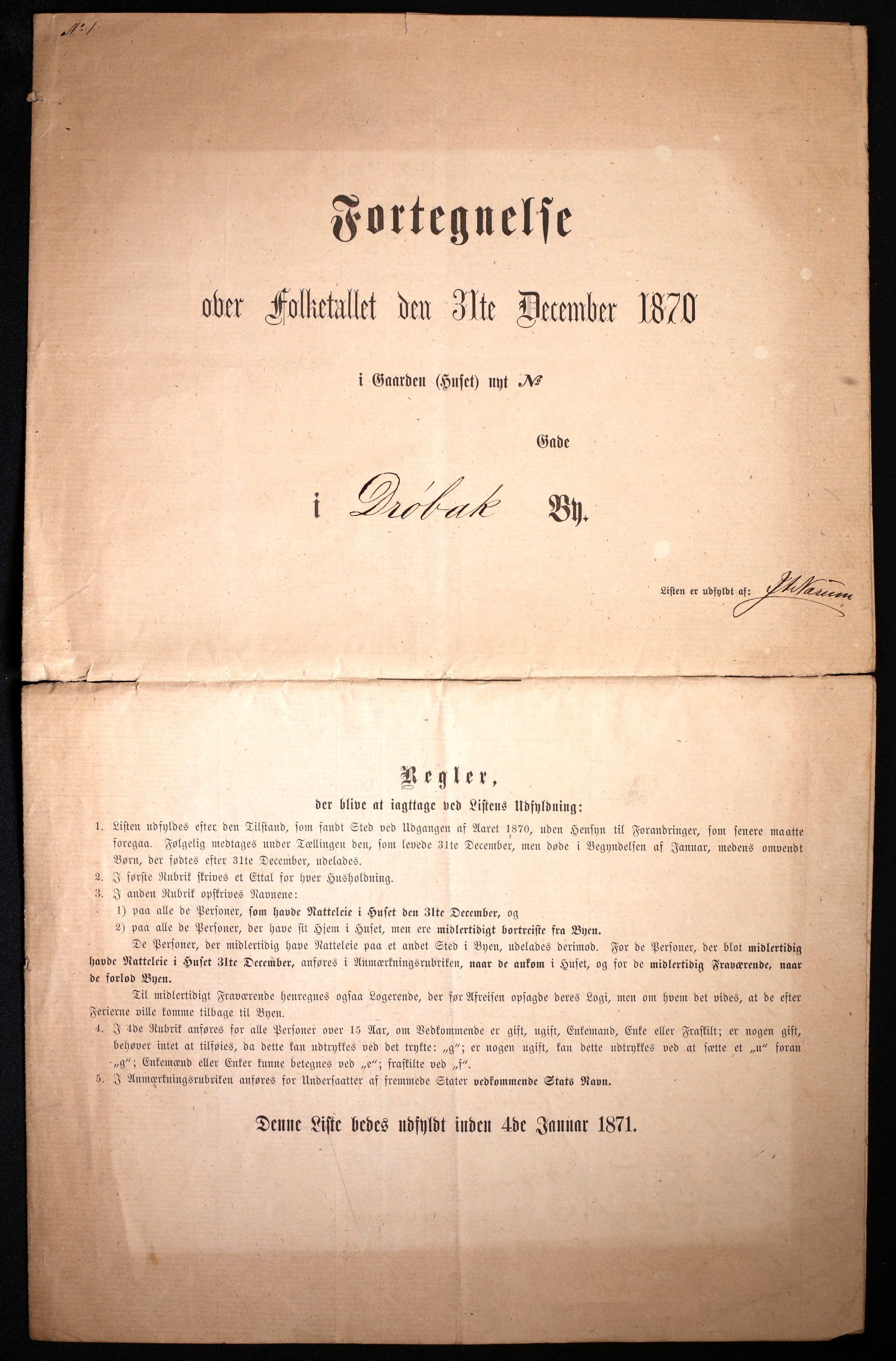 RA, Folketelling 1870 for 0203 Drøbak kjøpstad, 1870, s. 6