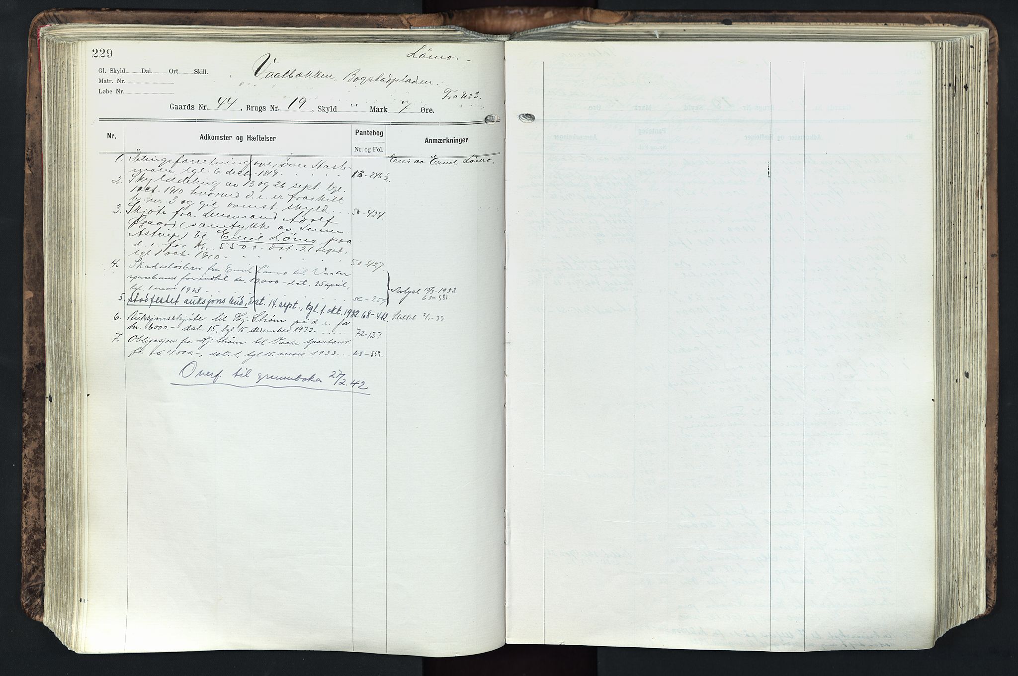 Solør tingrett, AV/SAH-TING-008/H/Ha/Hak/L0003: Panteregister nr. III, 1900-1935, s. 229