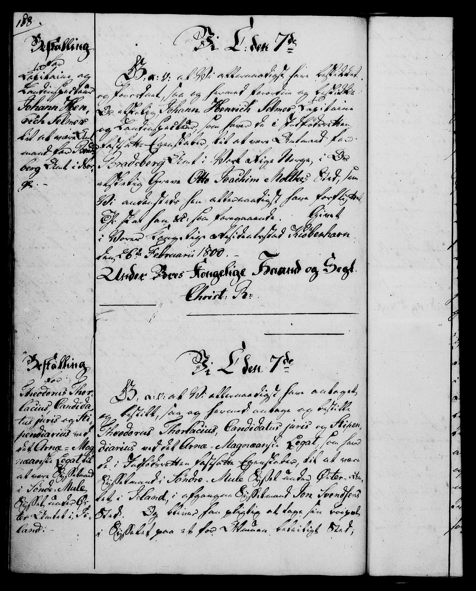 Rentekammeret, Kammerkanselliet, RA/EA-3111/G/Gg/Gge/L0006: Norsk bestallingsprotokoll med register (merket RK 53.30), 1773-1814, s. 158