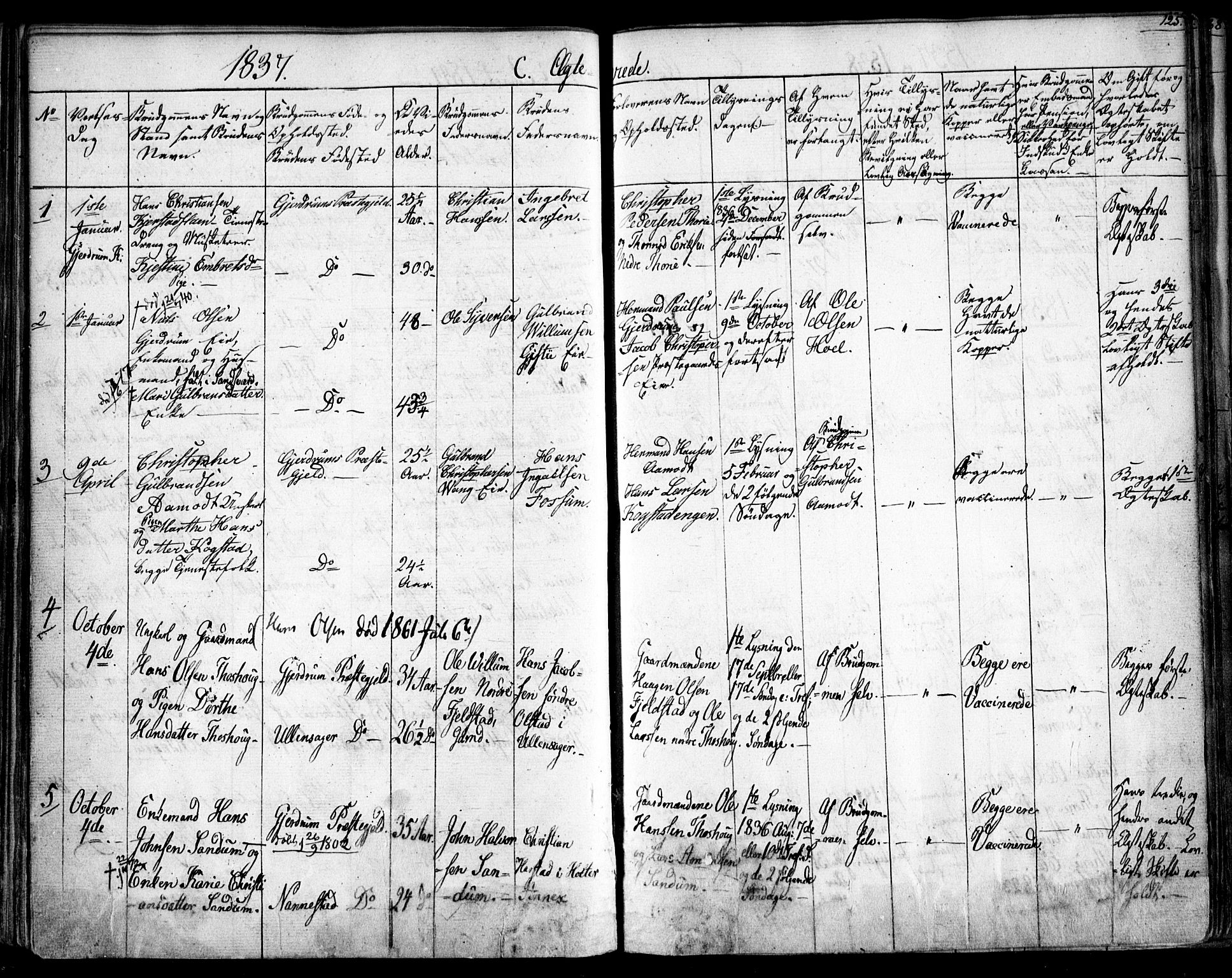 Gjerdrum prestekontor Kirkebøker, AV/SAO-A-10412b/F/Fa/L0005: Ministerialbok nr. I 5, 1835-1845, s. 125