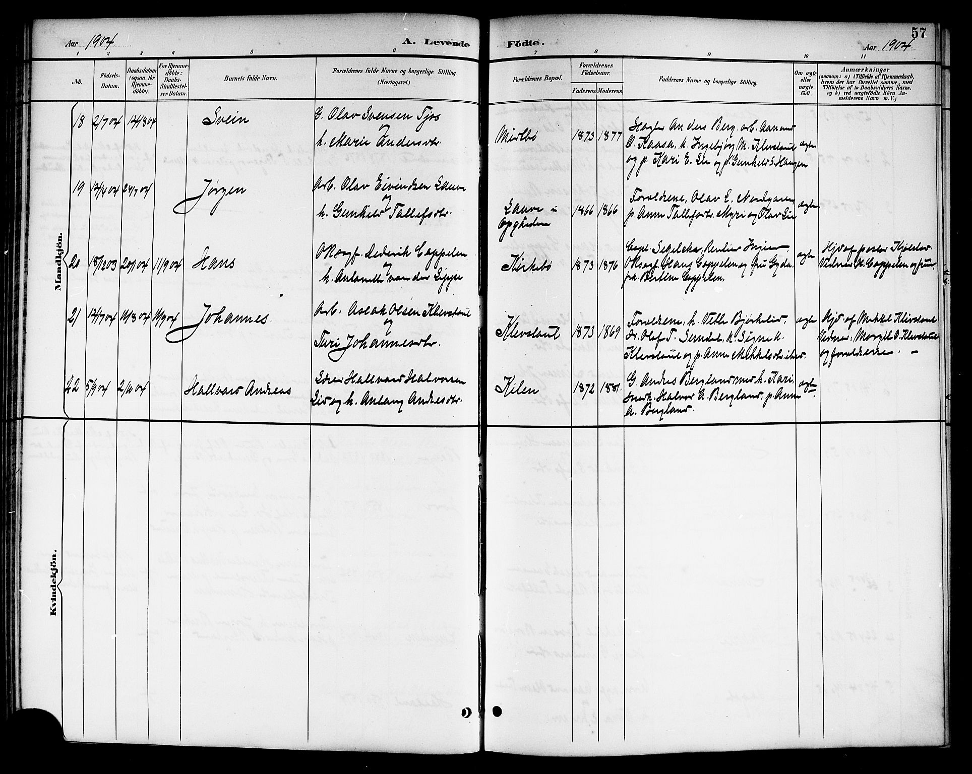 Kviteseid kirkebøker, AV/SAKO-A-276/G/Ga/L0002: Klokkerbok nr. I 2, 1893-1918, s. 57