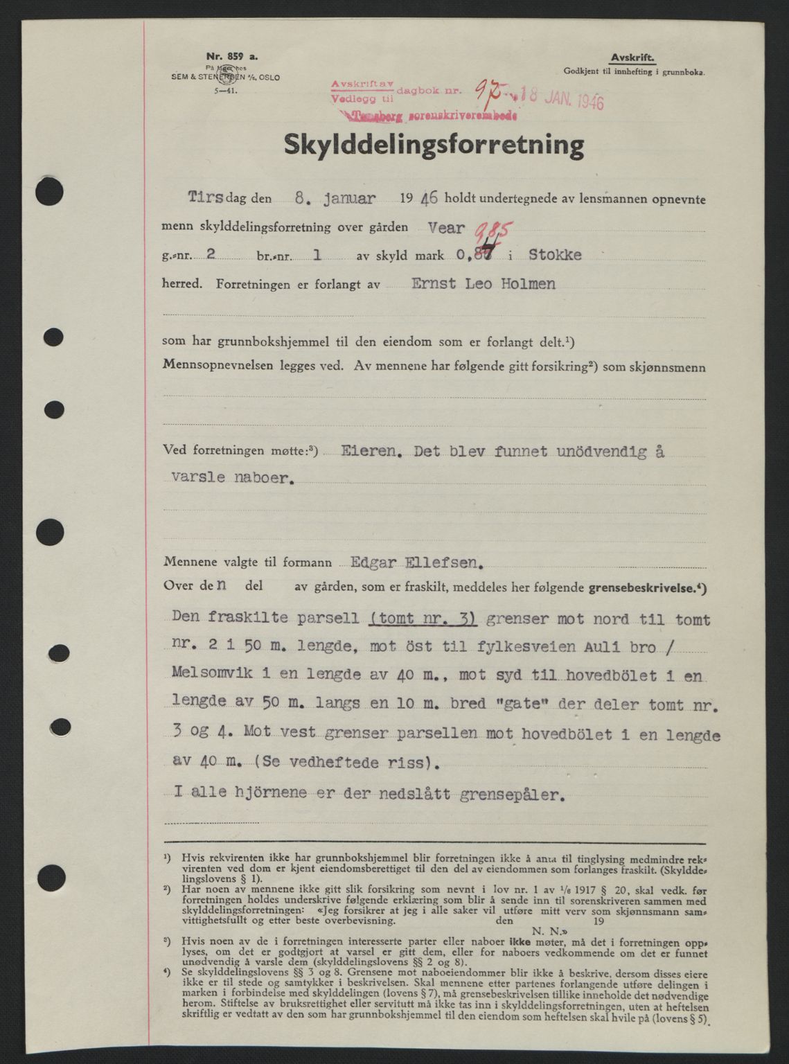 Jarlsberg sorenskriveri, SAKO/A-131/G/Ga/Gaa/L0018b: Pantebok nr. A-18b, 1946-1946, Dagboknr: 97/1946