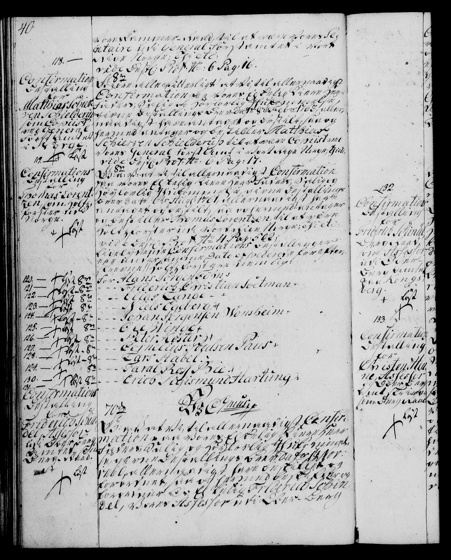 Rentekammeret, Kammerkanselliet, AV/RA-EA-3111/G/Gg/Ggg/L0003: Norsk konfirmasjonsbestallingsprotokoll med register (merket RK 53.33), 1766-1772, s. 40