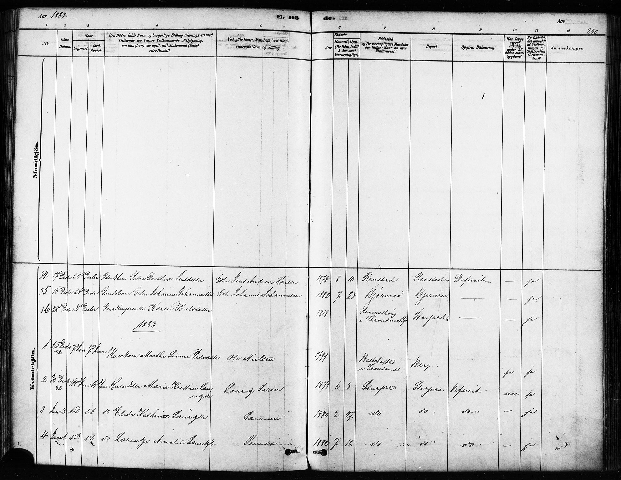 Kvæfjord sokneprestkontor, AV/SATØ-S-1323/G/Ga/Gaa/L0005kirke: Ministerialbok nr. 5, 1878-1894, s. 290